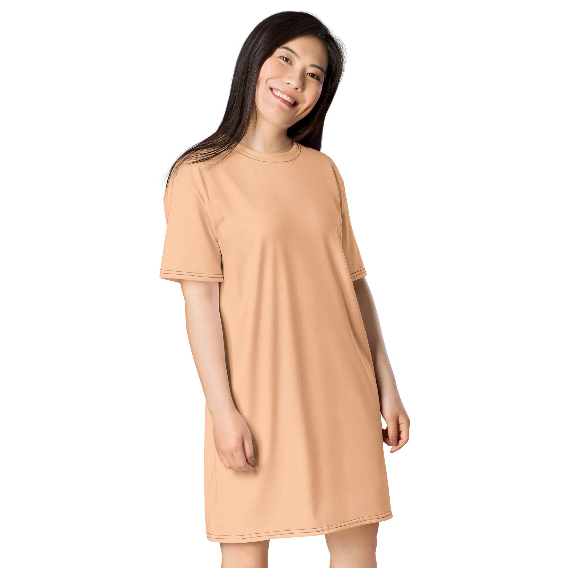 Peach Oversized T-Shirt Dress | Stretchy Fabric | Casual or Formal Style | Sizes 2XS-6XL | Exclusive Design product image (4)