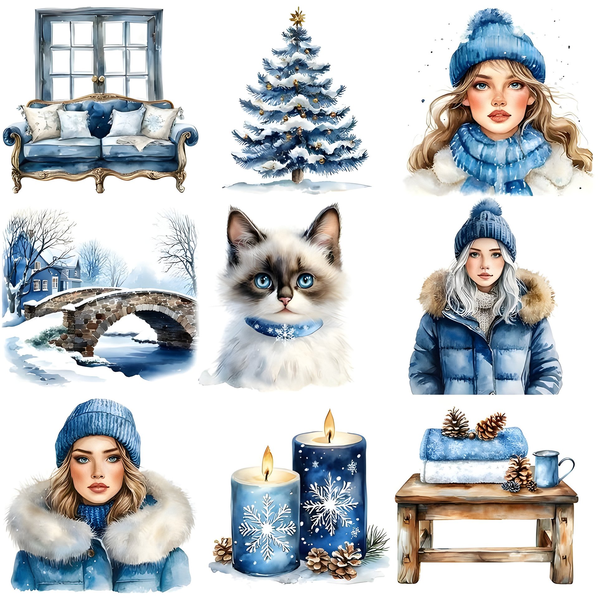Winter Ephemera Printable PDF – 12 Whimsical Junk Journal Collage Pages product image (2)