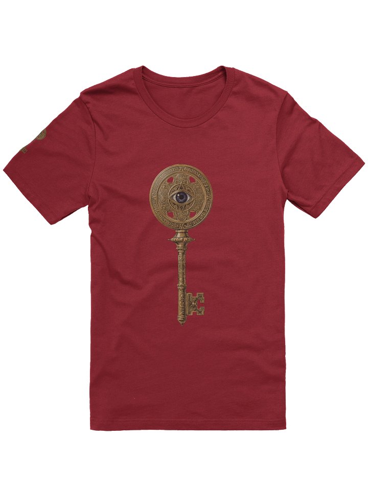 The Gatekeeper’s Key Classic T-Shirt – Front & Right Shoulder Print | Cardinal | Bella+Canvas 3001 product image (1)