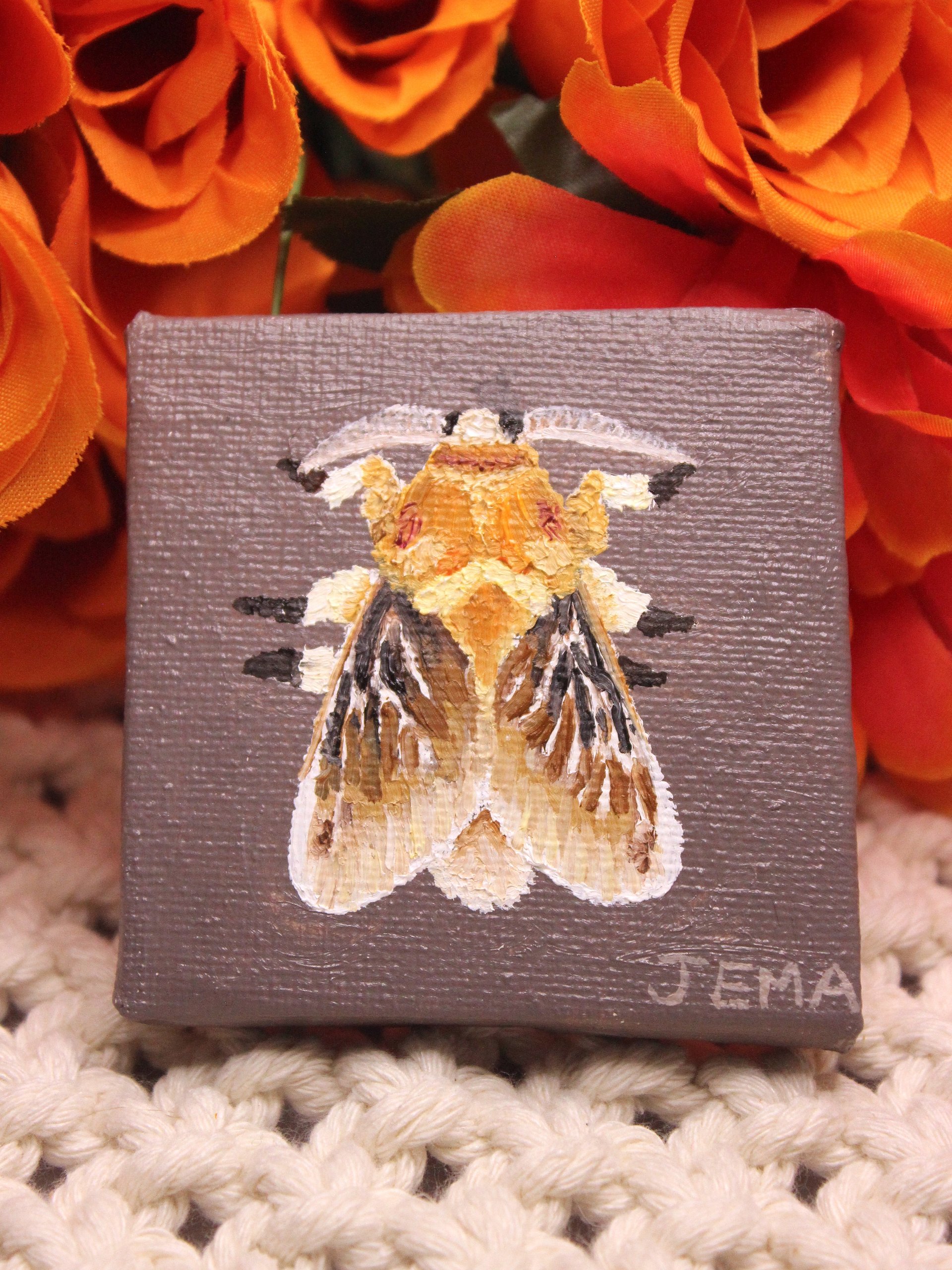 Southern Flannel Moth Mini Oil Painting product image (1)