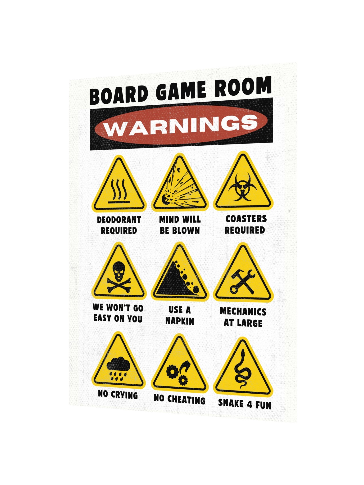 Funny Warnings and Rules Board Game Room Poster - UNFRAMED product image (2)