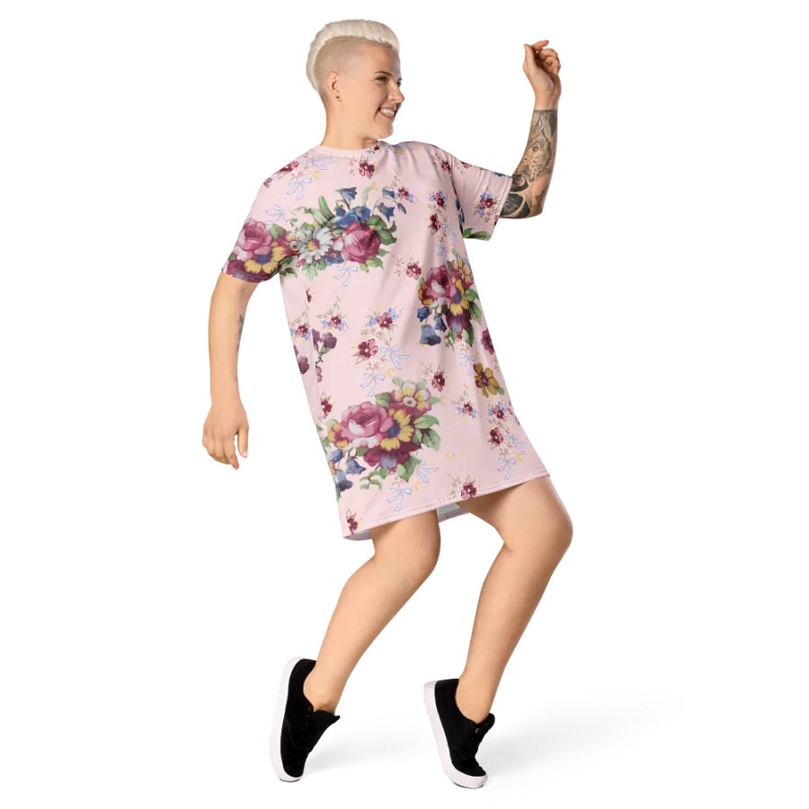 Vintage Floral Woman's Dress T-Shirt | Pink Blossom Everyday Apparel product image (7)