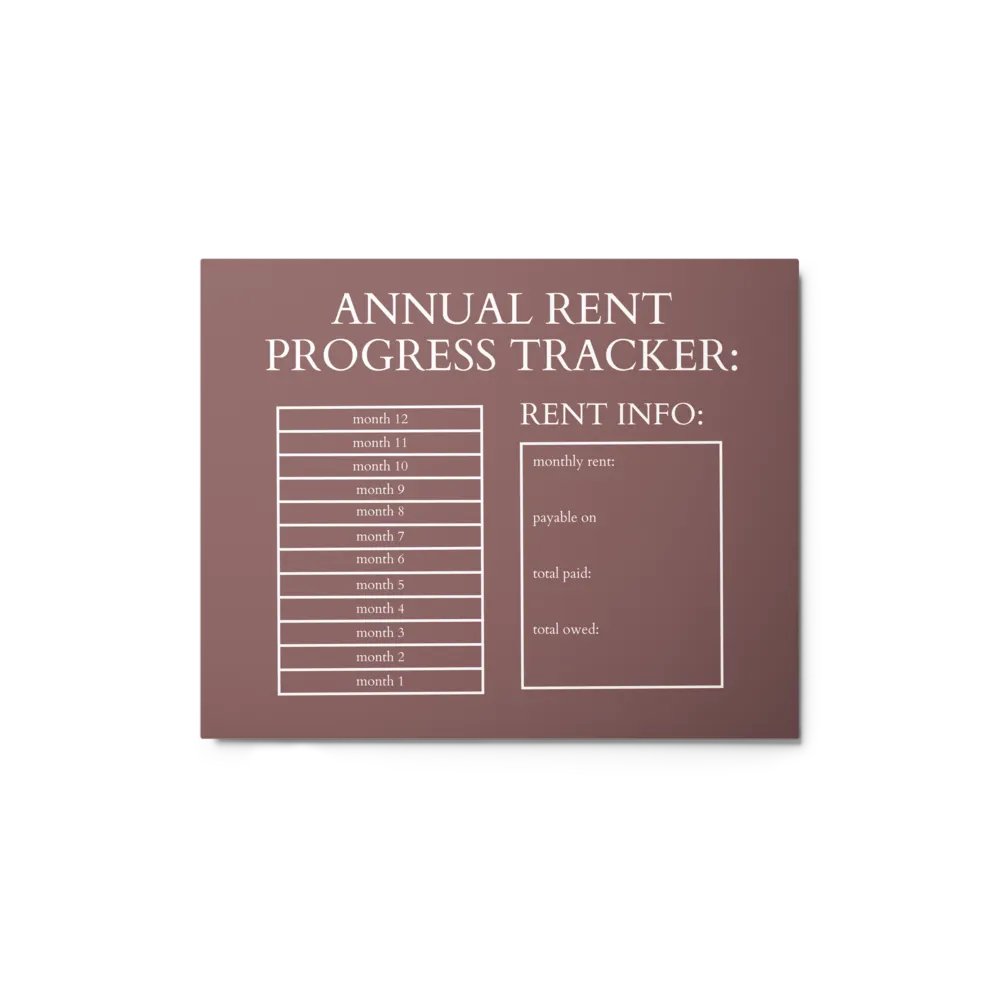 HIGHFALUTIN ANNUAL RENT TRACKER (white design 9) product image (1)
