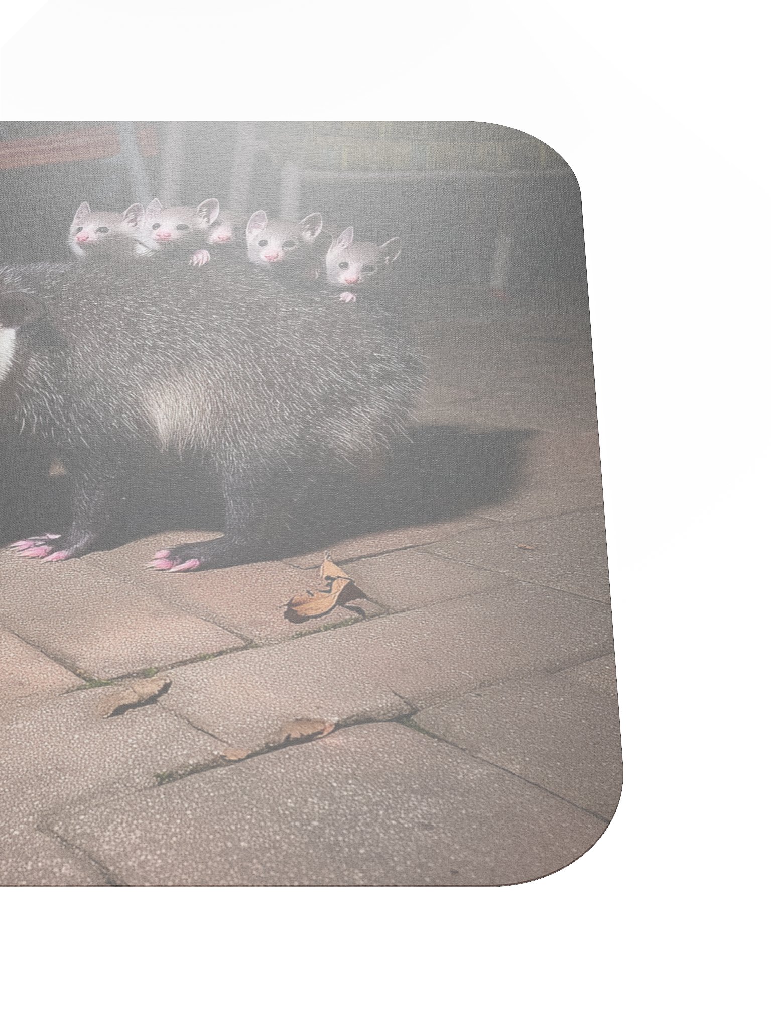 Cat meets opossum family Mouse Pad product image (5)