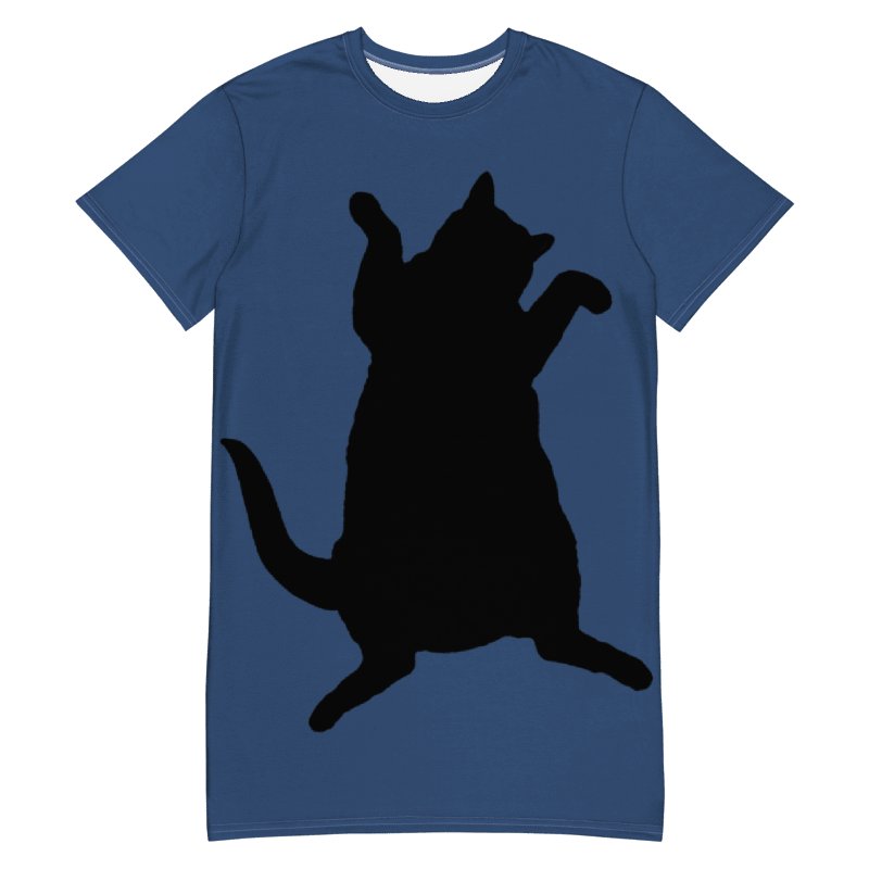 Dancing Demeowcracy Feline Blue T-Shirt Dress product image (3)