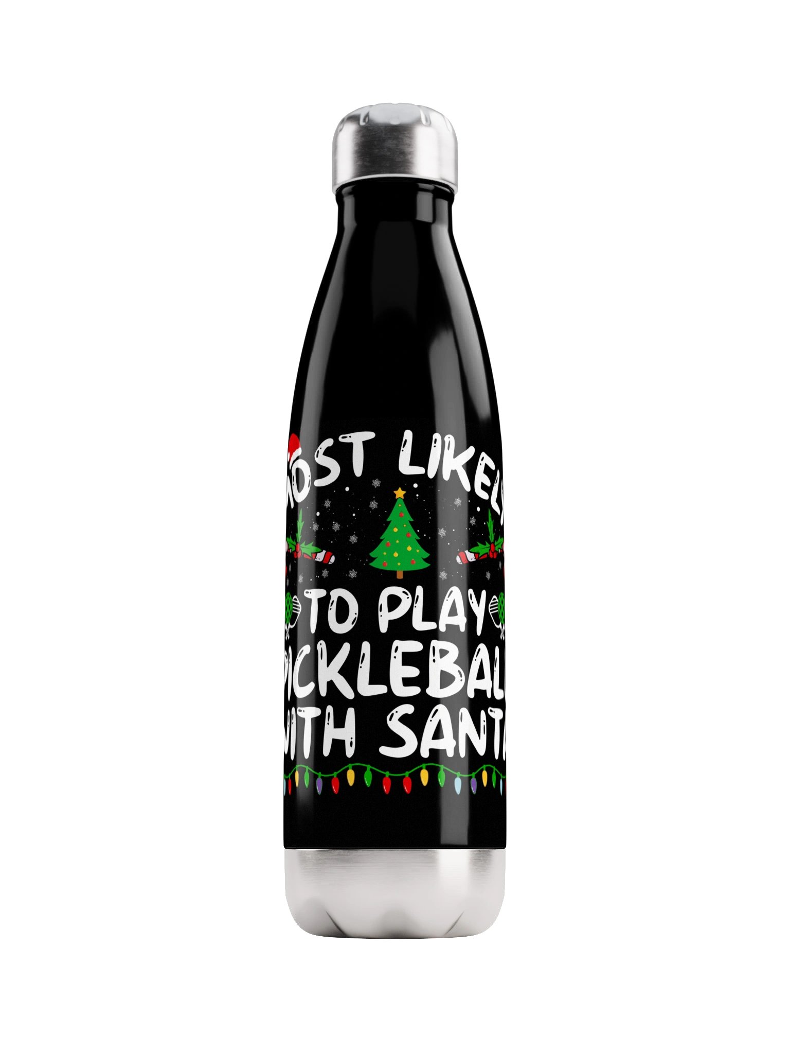Most Likely To Play Pickleball With Santa Water Bottle – Christmas Pickleball Water Bottle product image (1)