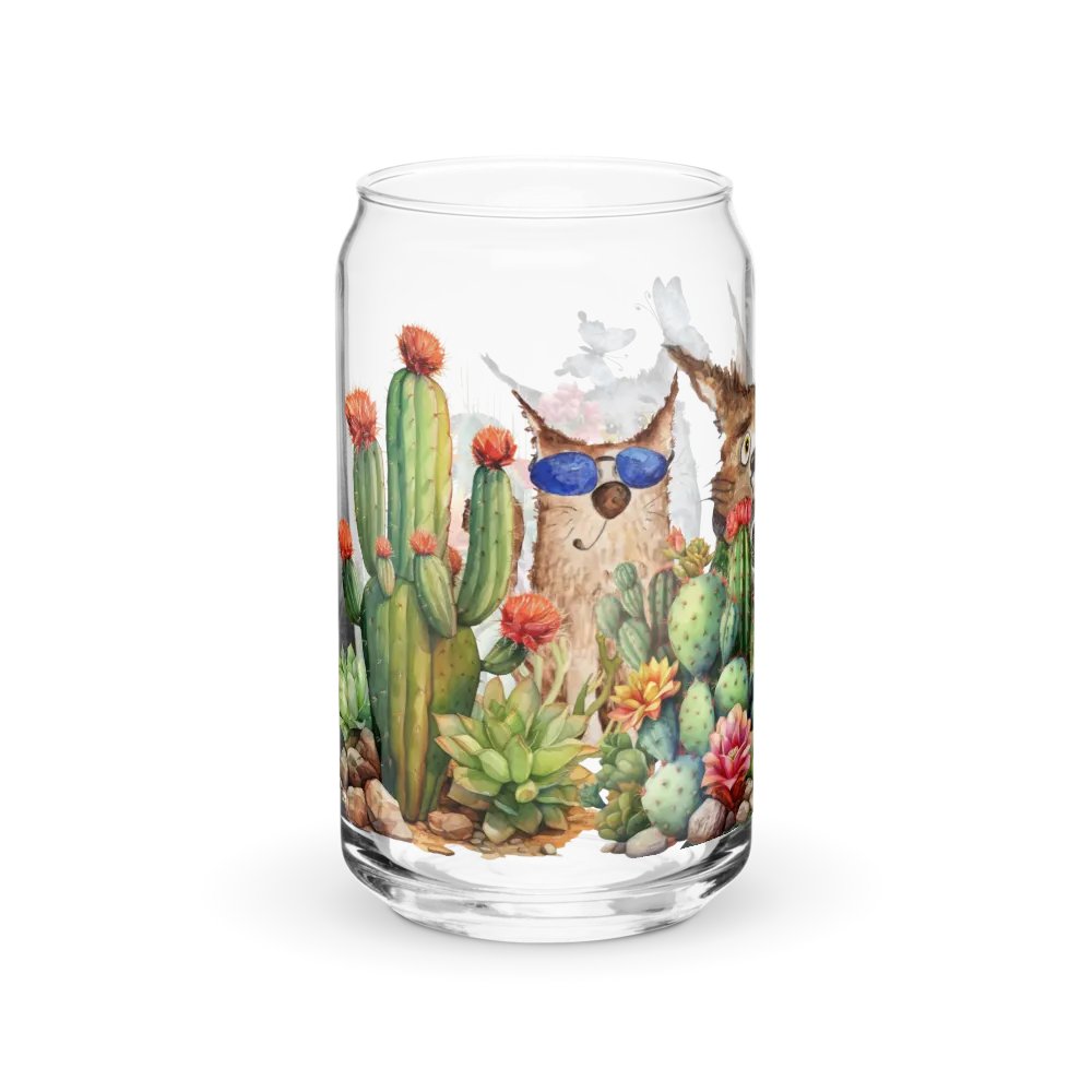 Desert Bloom: A Tale of Resilience Glass Can | 16 oz Friendship Blossoms Drinkware product image (10)