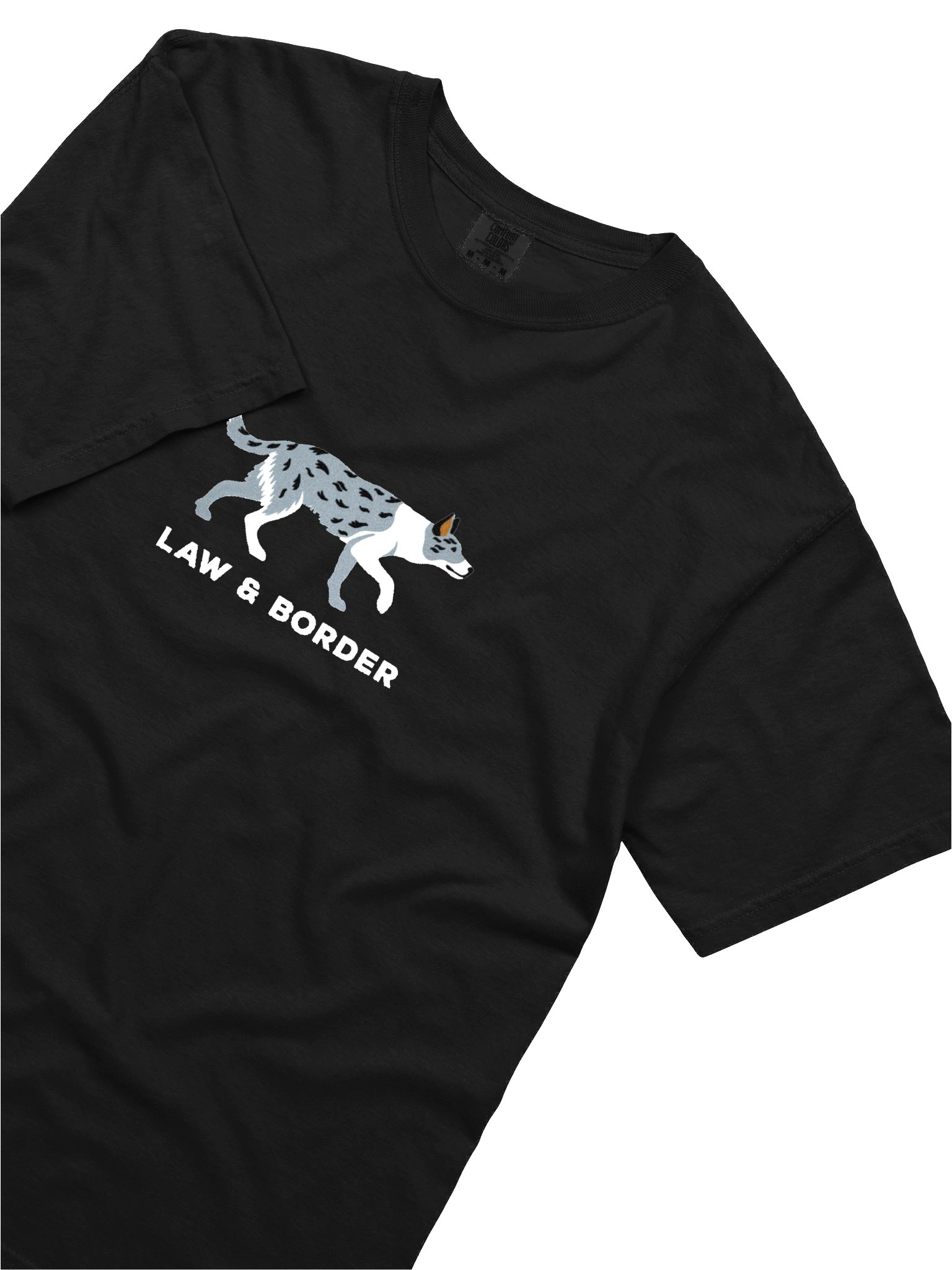 Law and Border T-Shirt(Embroidered) of a Smooth-Coated Border Collie(Blue Merle) product image (8)
