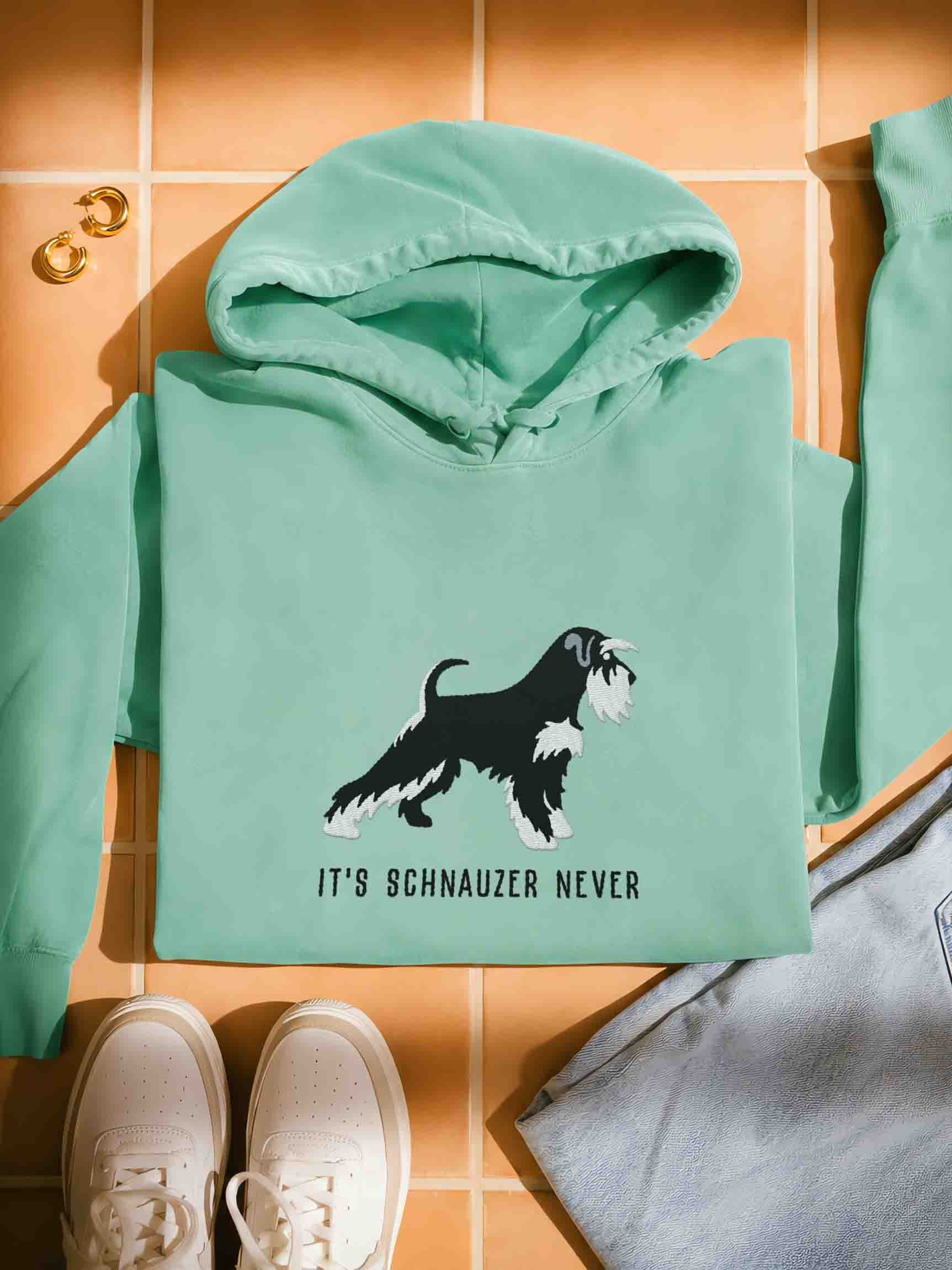 It's Schnauzer Never Premium Hoodie (Embroidered) of a Miniature Schnauzer(Black & Silver) product image (1)