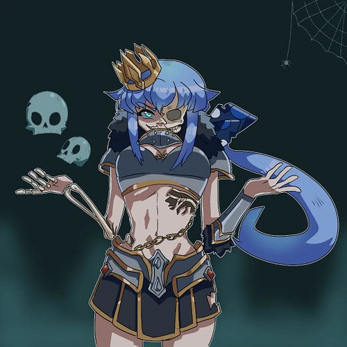 Spooky season has passed but that doesnt mean i cant draw spooky art. This is my vtuber person Ondyne mixed with a friends vt...