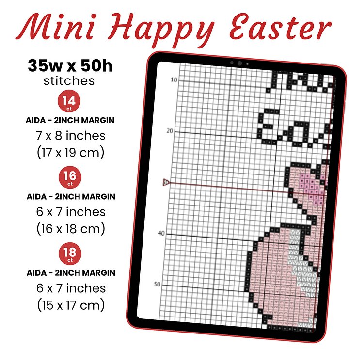 Mini Happy Easter Bunny Cross Stitch Pattern product image (2)