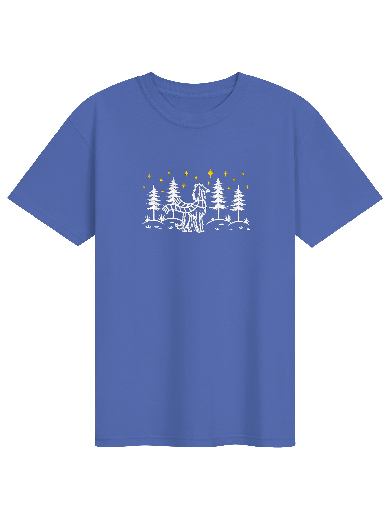 Afghan Hound Winter/Christmas Line Art Design Embroidered T-Shirt product image (55)