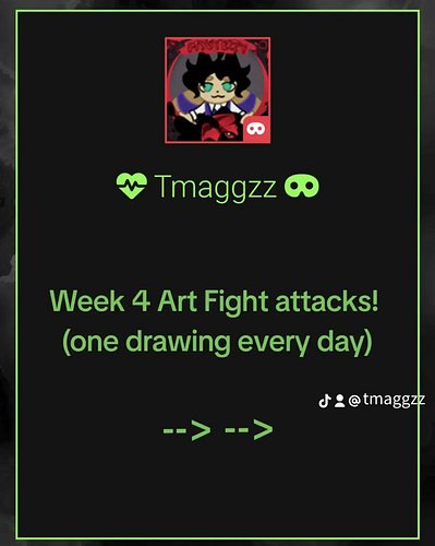 I had so much fun and I'm so proud of myself for how many attacks I made. Plus I got some amazing art too!
#artfight #teammys...