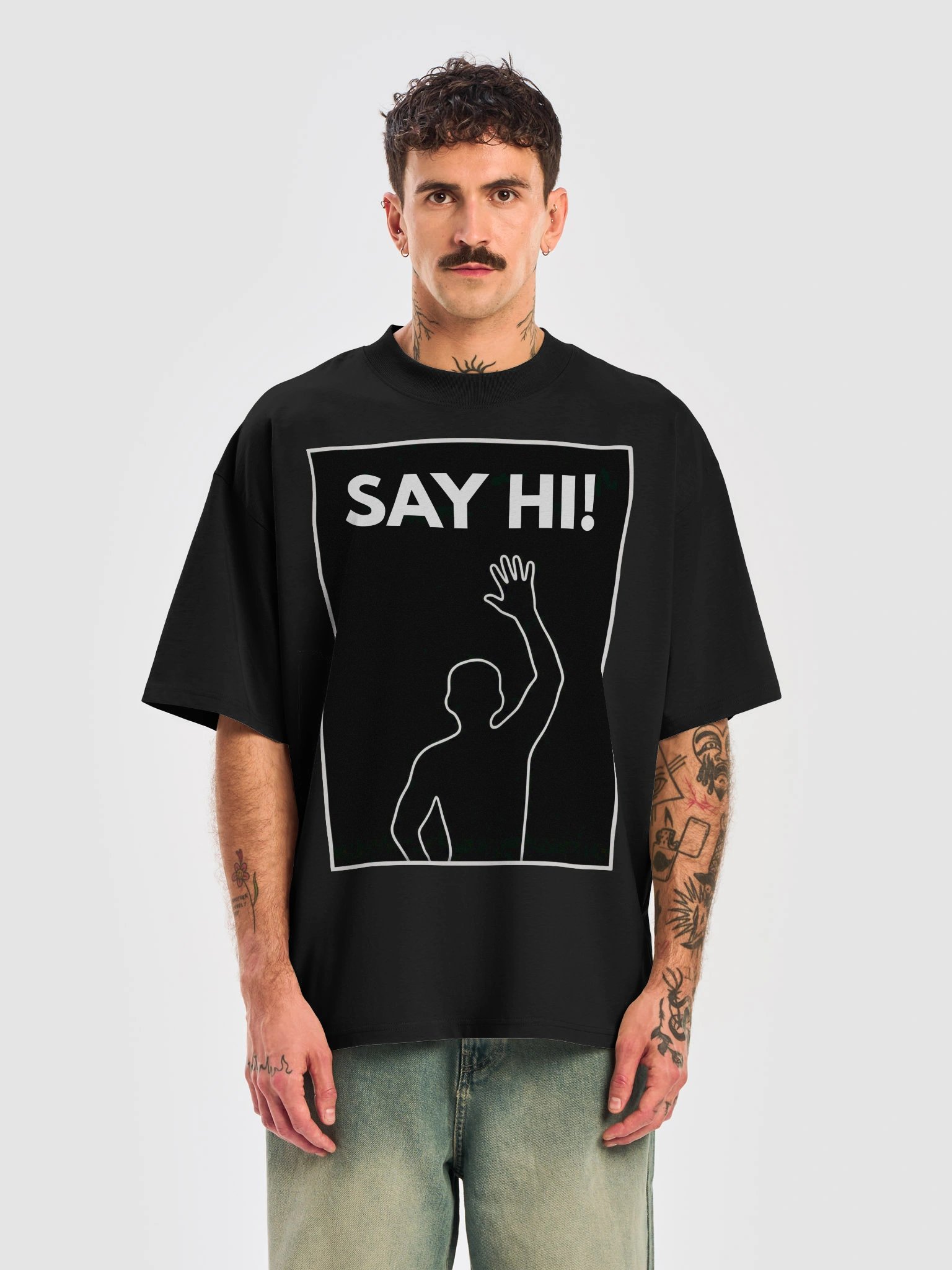VIRAL Silhouette "Say Hi!" Greeting T-Shirt | Iconic Immersive Interactive Dance Workout Oversized Organic Cotton Unisex Tee product image (37)