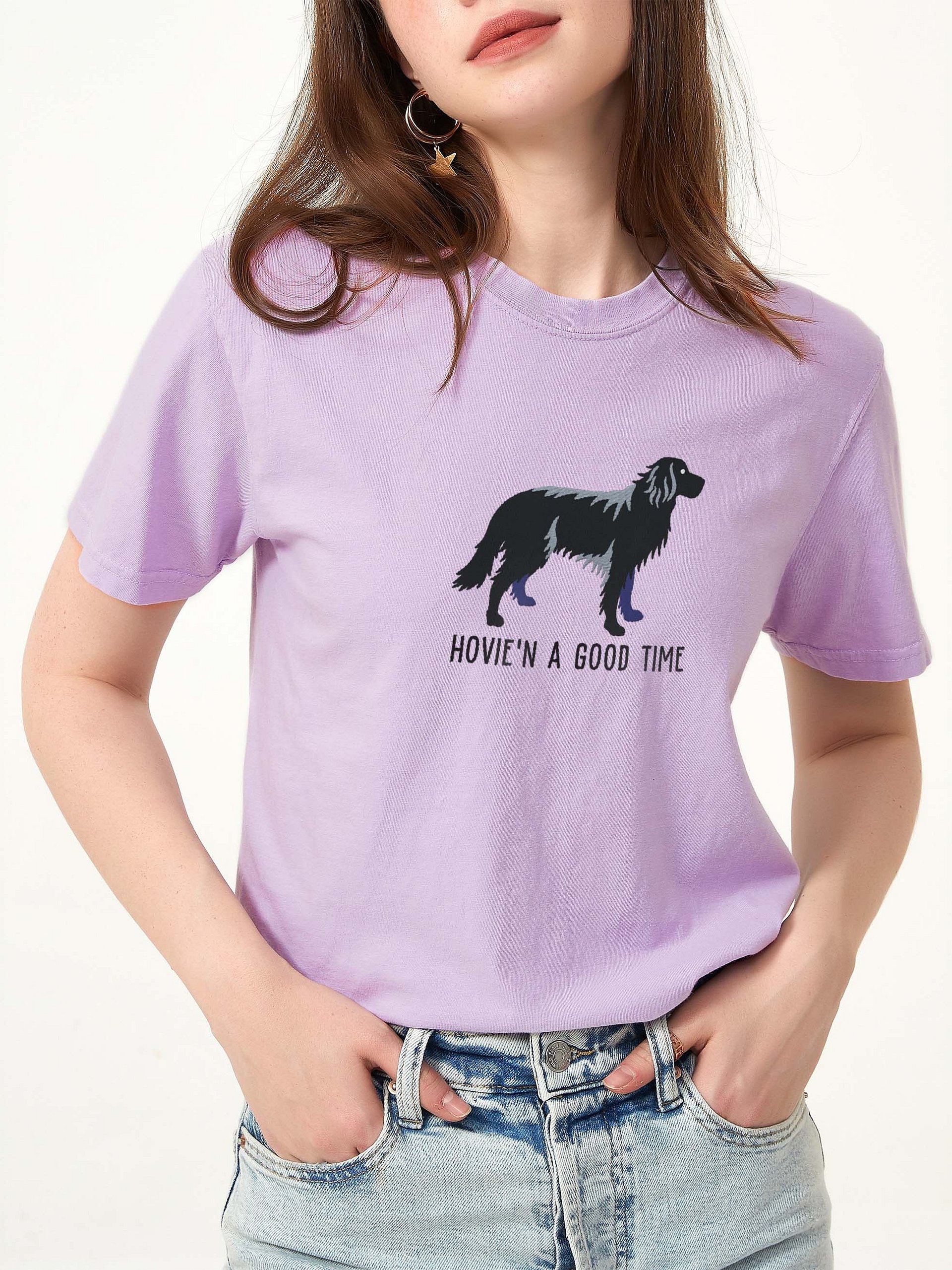 Hovie'n a Good Time T-Shirt(Embroidered) of a Hovawart(Black) product image (2)