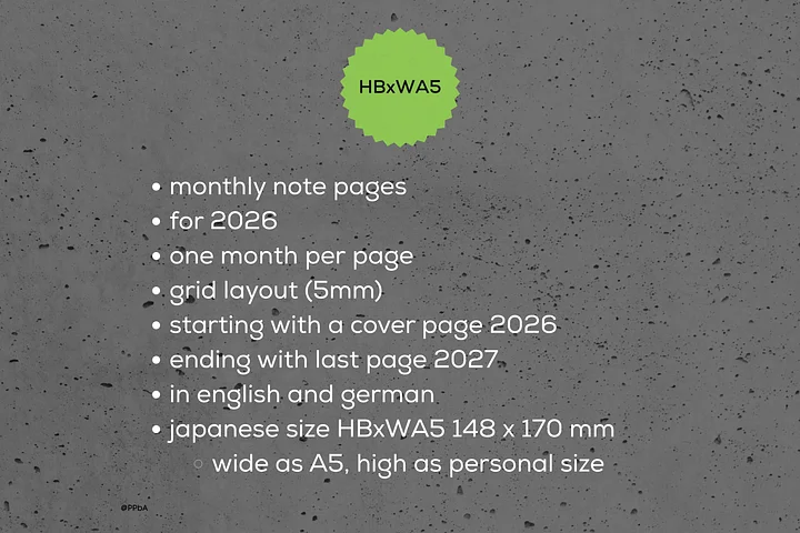 monthly note pages - HBxWA5 - 2026 (1.4) product image (2)