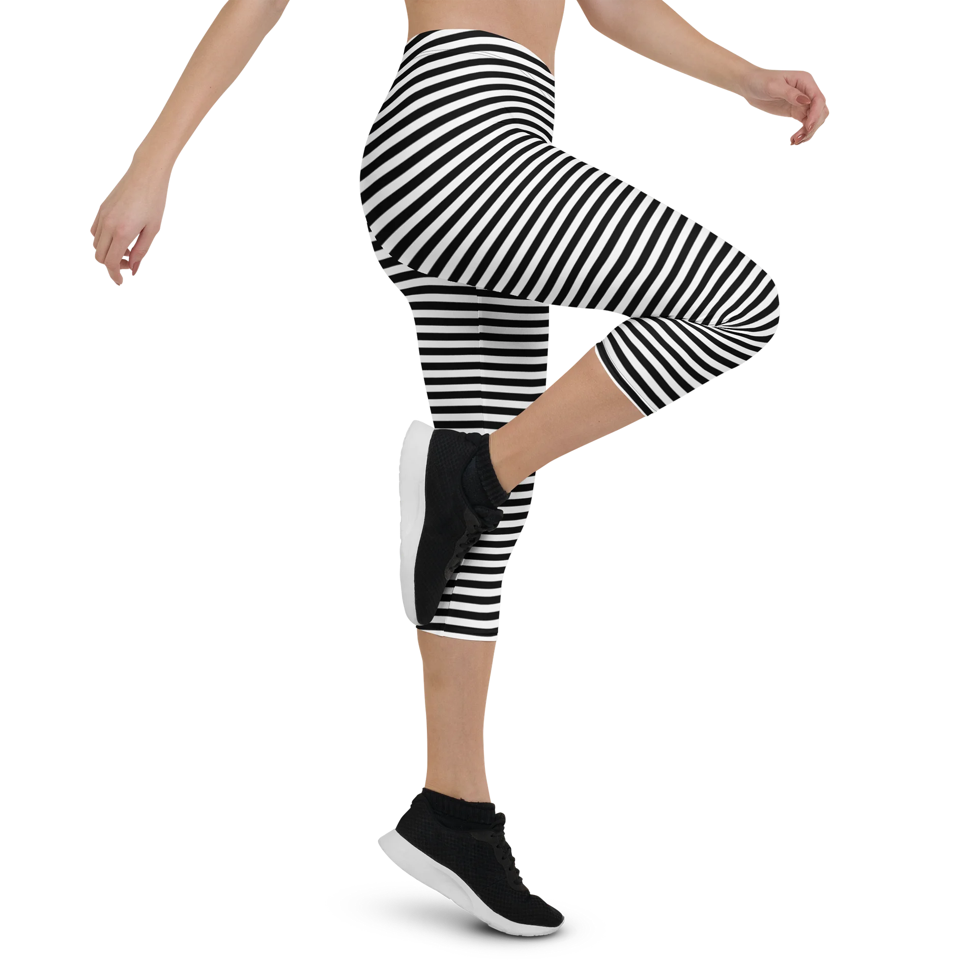 White and Blaque Stripped Capri product image (5)