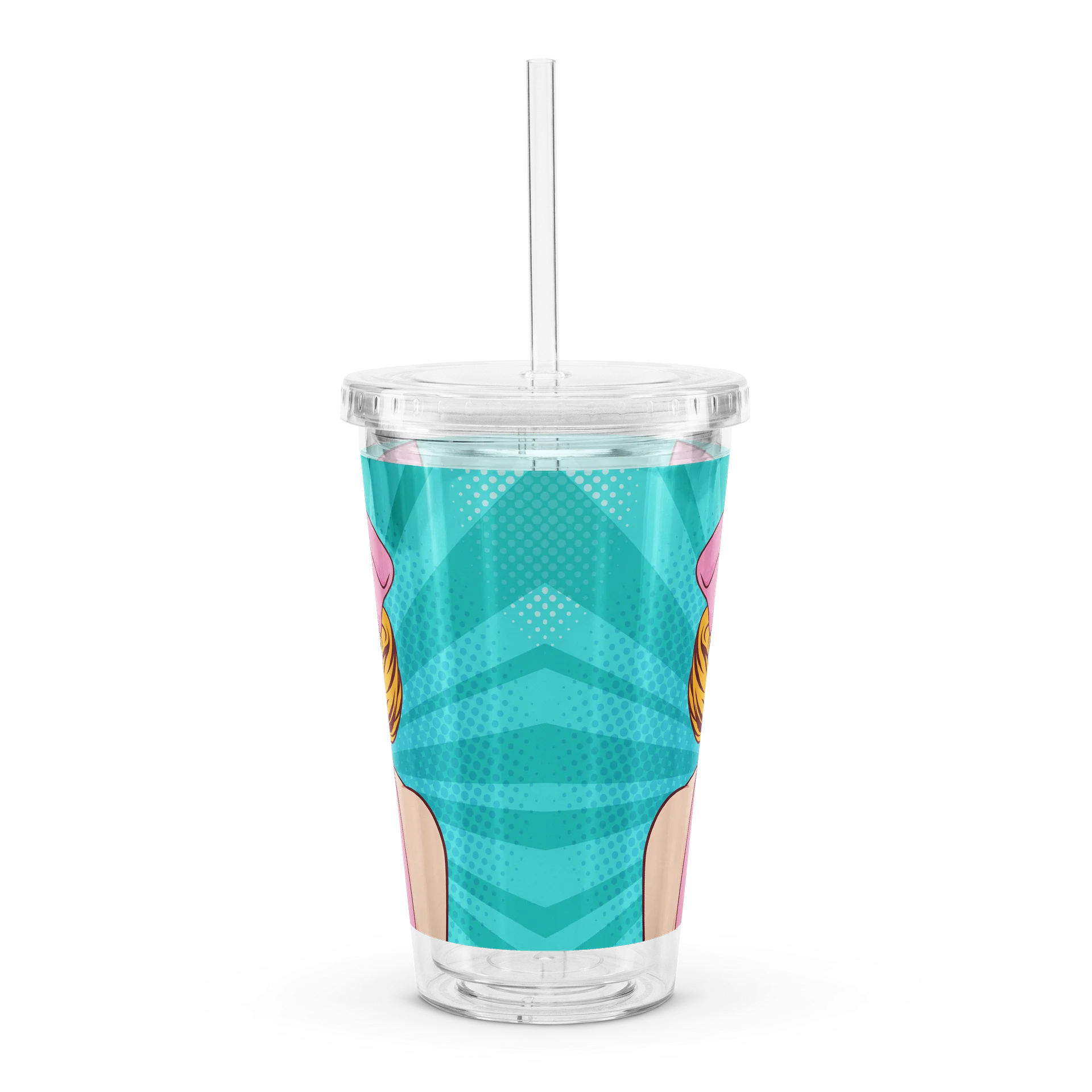 Retro Pink and Teal Glam Girl Acrylic Tumbler product image (4)