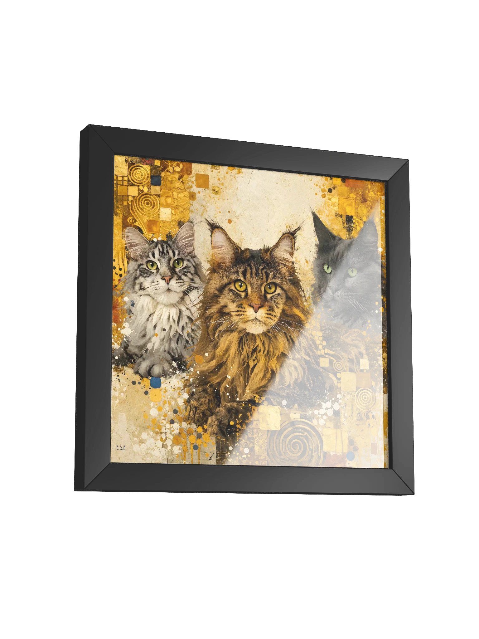 Goldenes Maine Coon Trio im Klimt-Stil product image (45)
