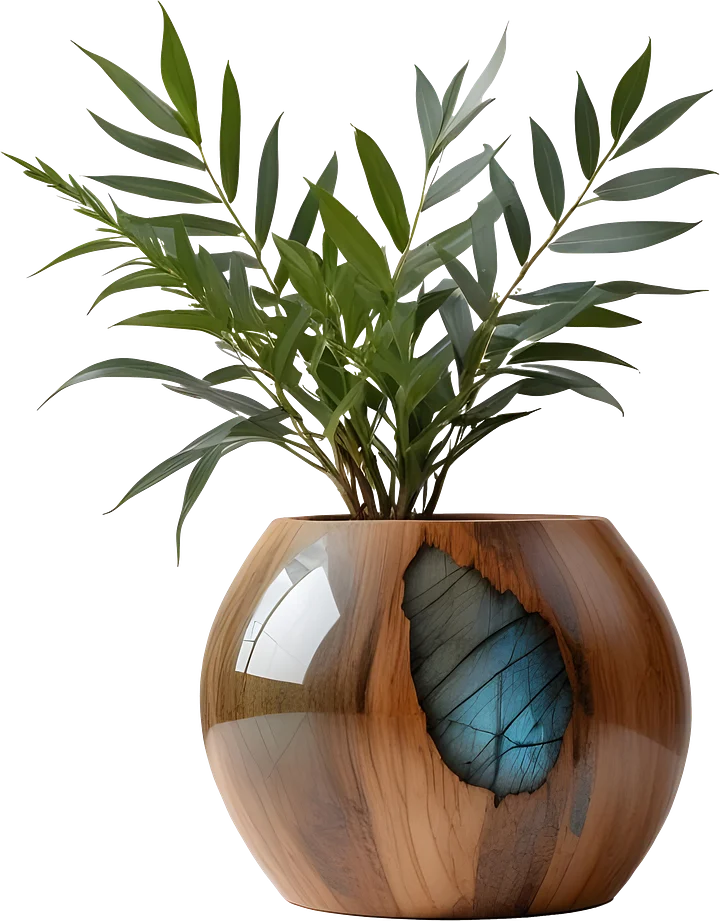 Celestial Grace – Wood Boho Chic Vase PNG product image (1)