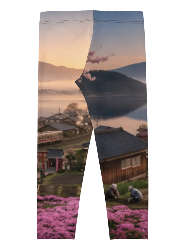 Mount Fuji Japanese Landscape Capri Leggings | Printed Activewear product image (2)