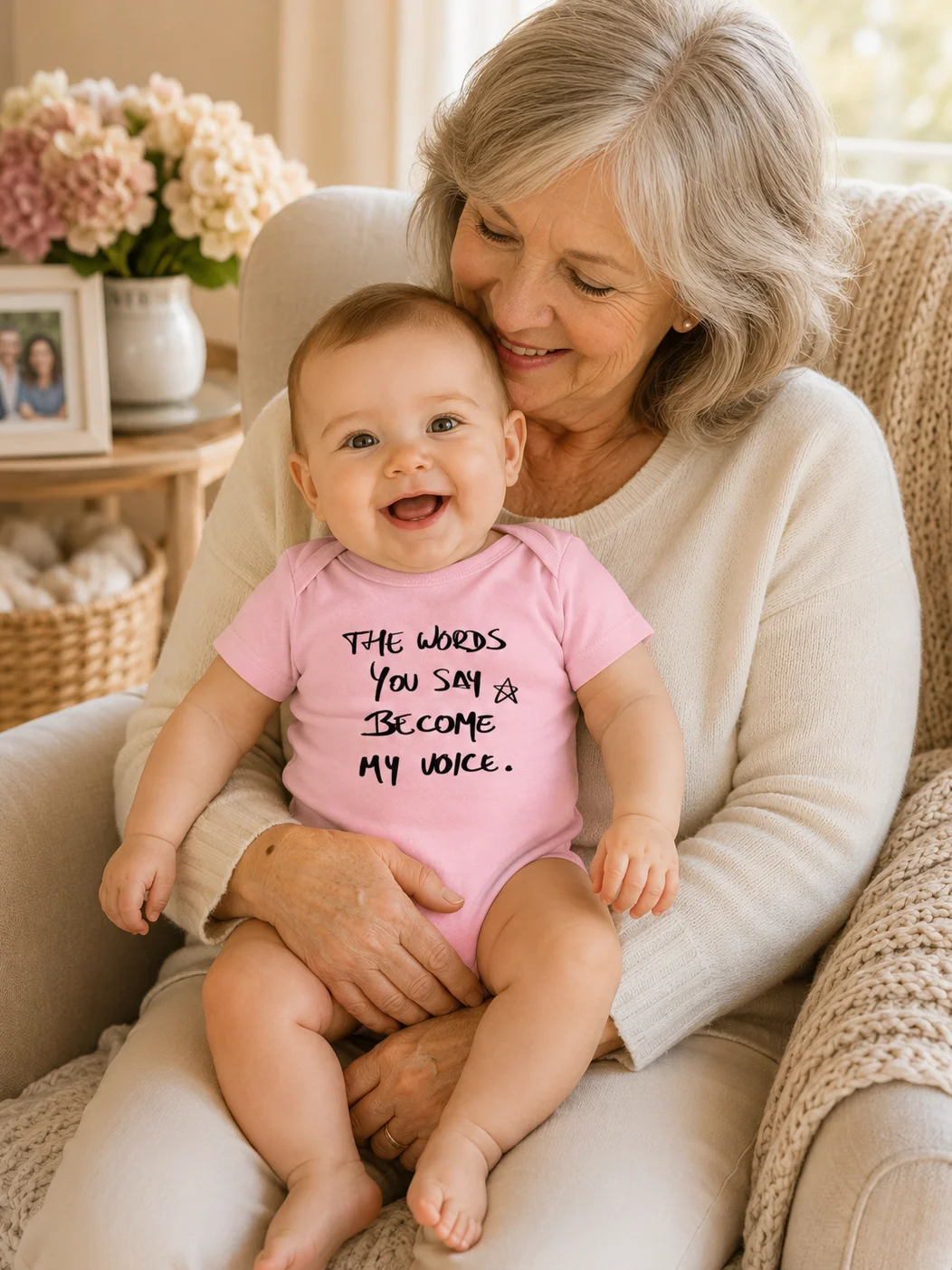 Conscious Parenting Baby Bodysuit, The Words You Say Become My Voice Onesie, Meaningful Baby Gift, Minimal Script Infant Outfit product image (12)