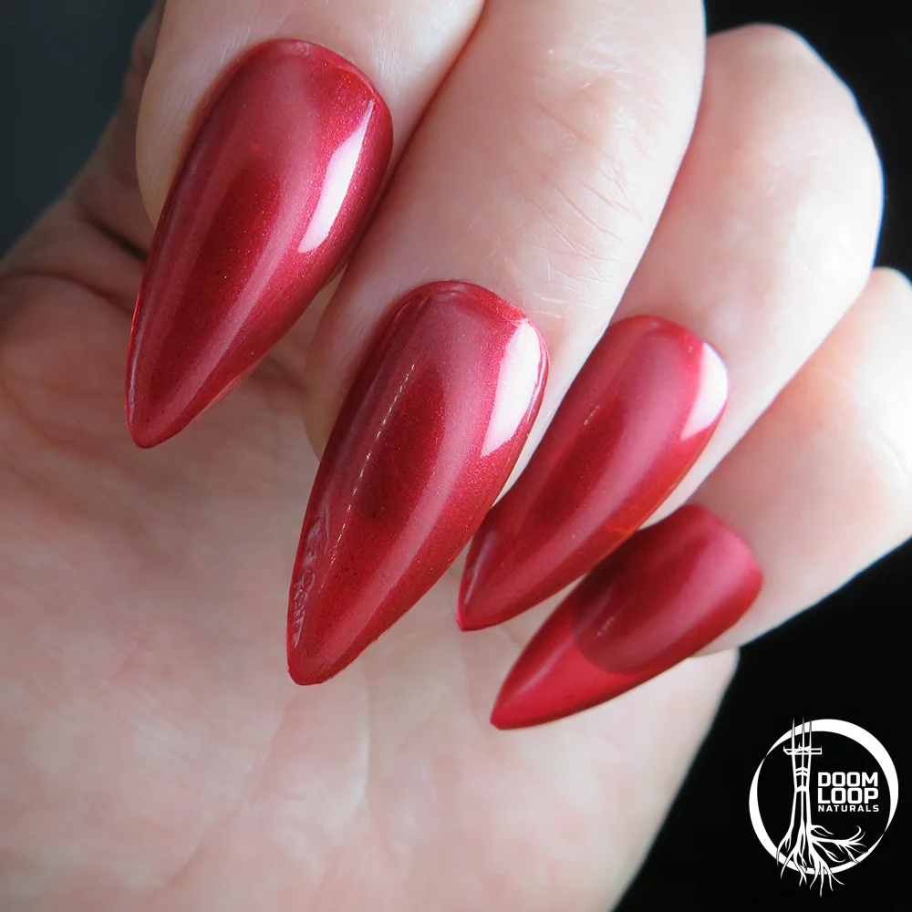 YULE TITHE - Deep Red Semi-Metallic Shimmery Nail Polish product image (3)