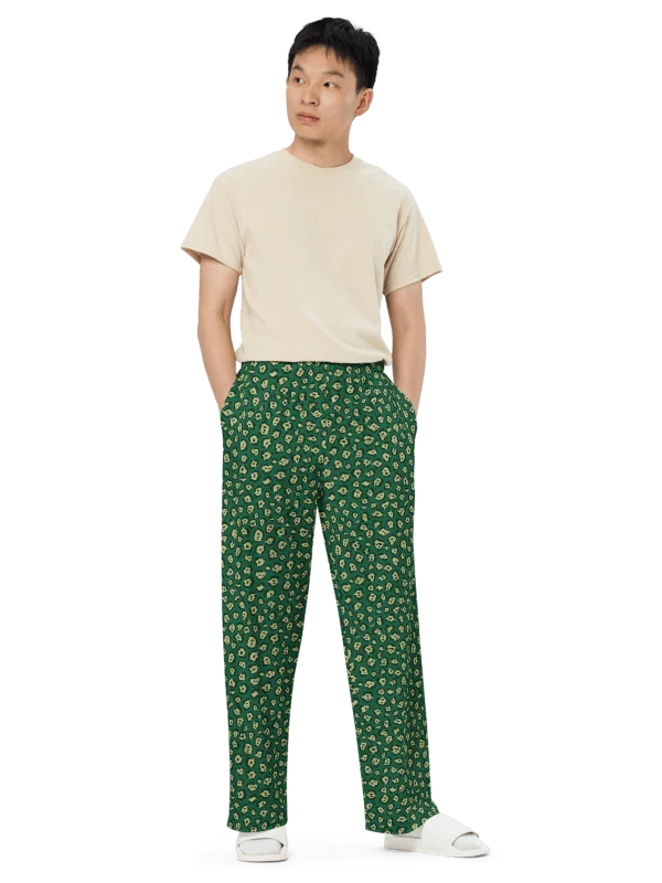 Green Mini Leopard Pattern Wide-Leg Pants product image (6)