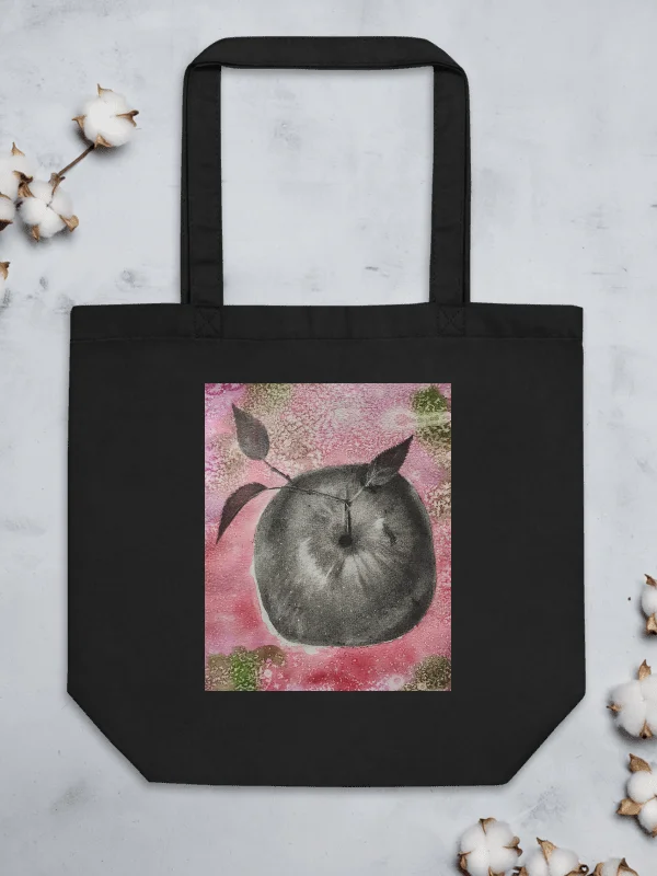 Watercolor & Charcoal Apple Organic Cotton Tote Bag product image (2)