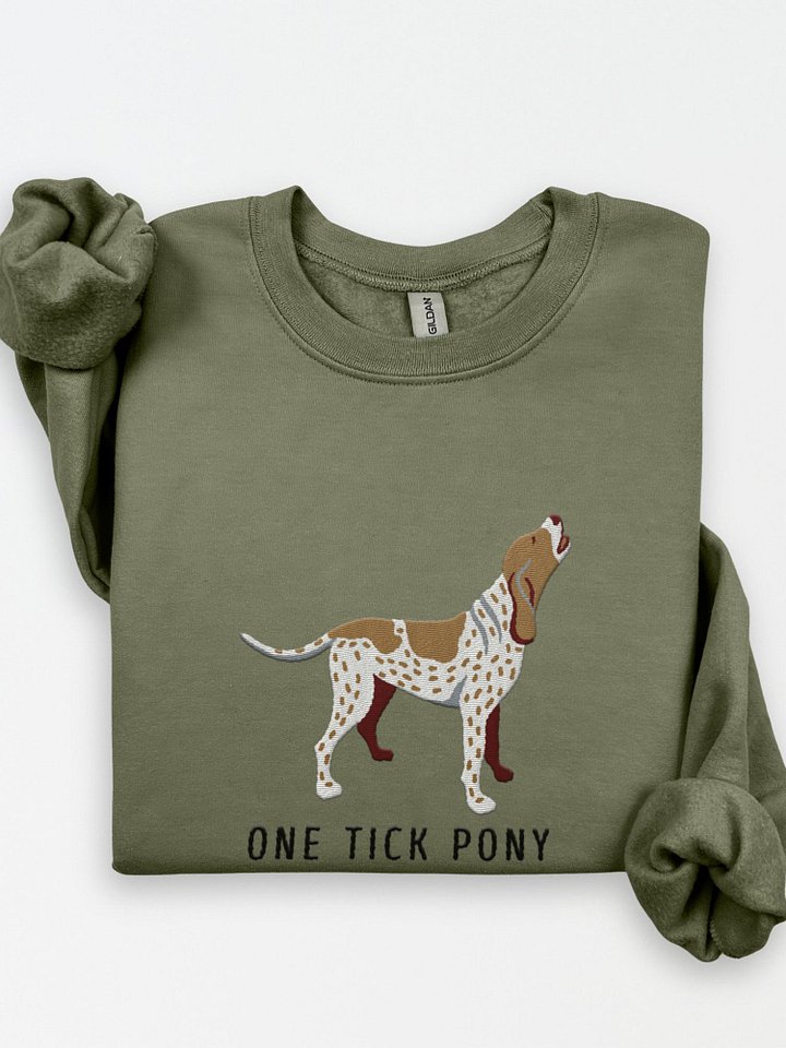 One Tick Pony Sweatshirt (Embroidered) of a Redtick Coonhound product image (1)