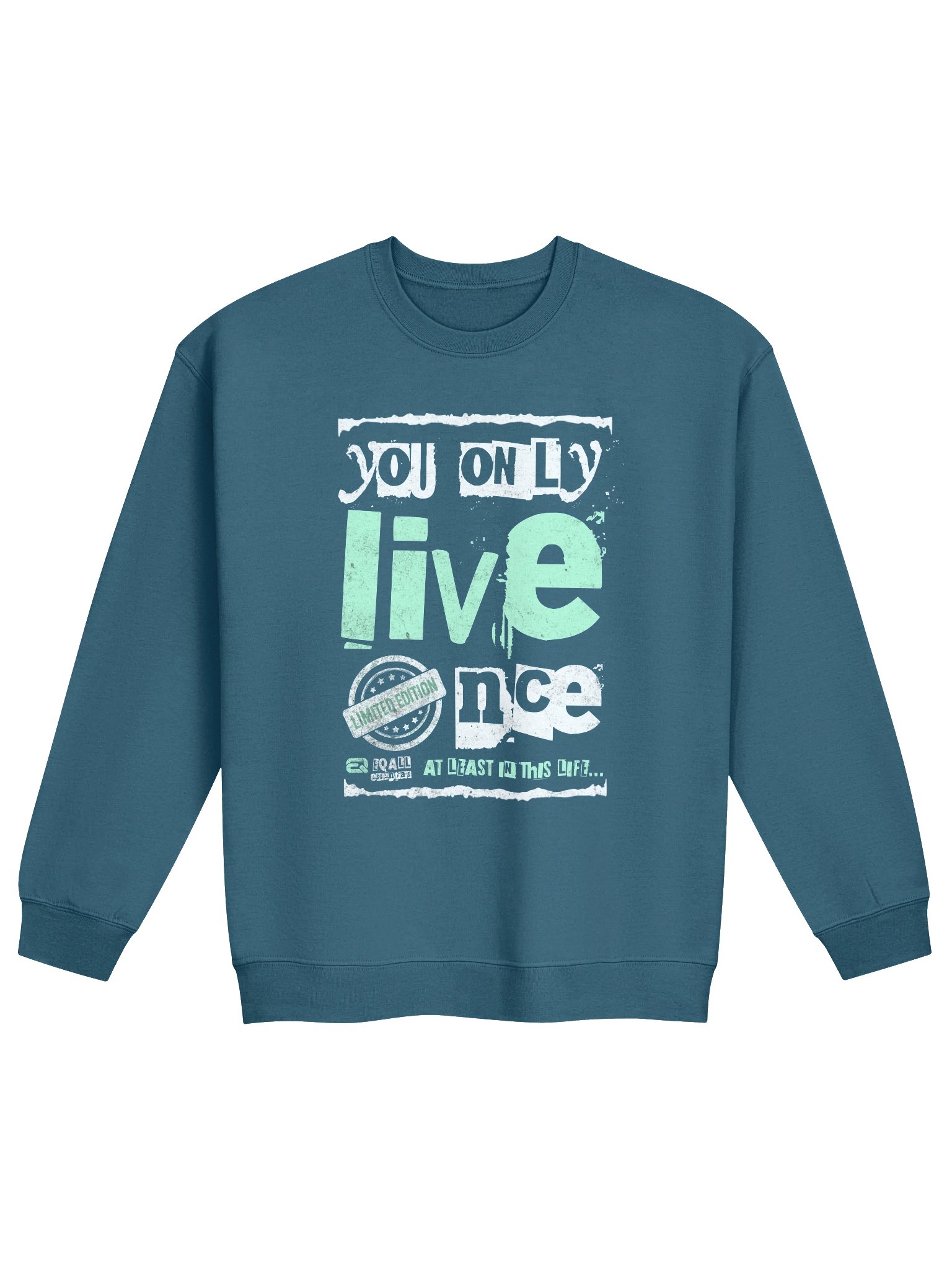 You Only Live Once! Crewneck Gildan Sweatshirt_R3CVR.i mode by EQALL® Essentials_Mint Green product image (2)
