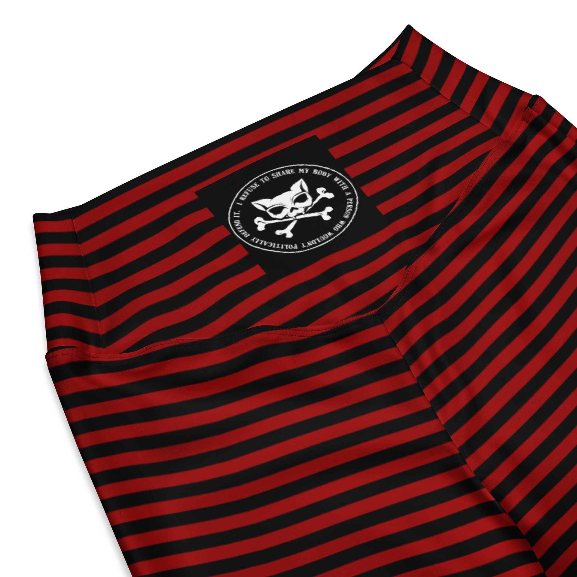 Red and Blaque Stripped Kat Skull Flares product image (8)