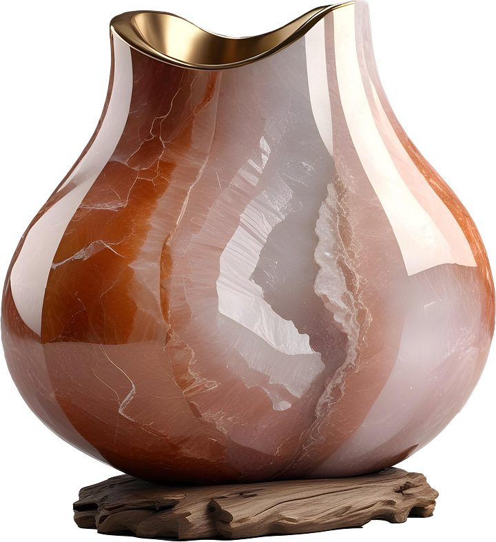 Amber Glow – Crystal and Wood Vase PNG product image (1)