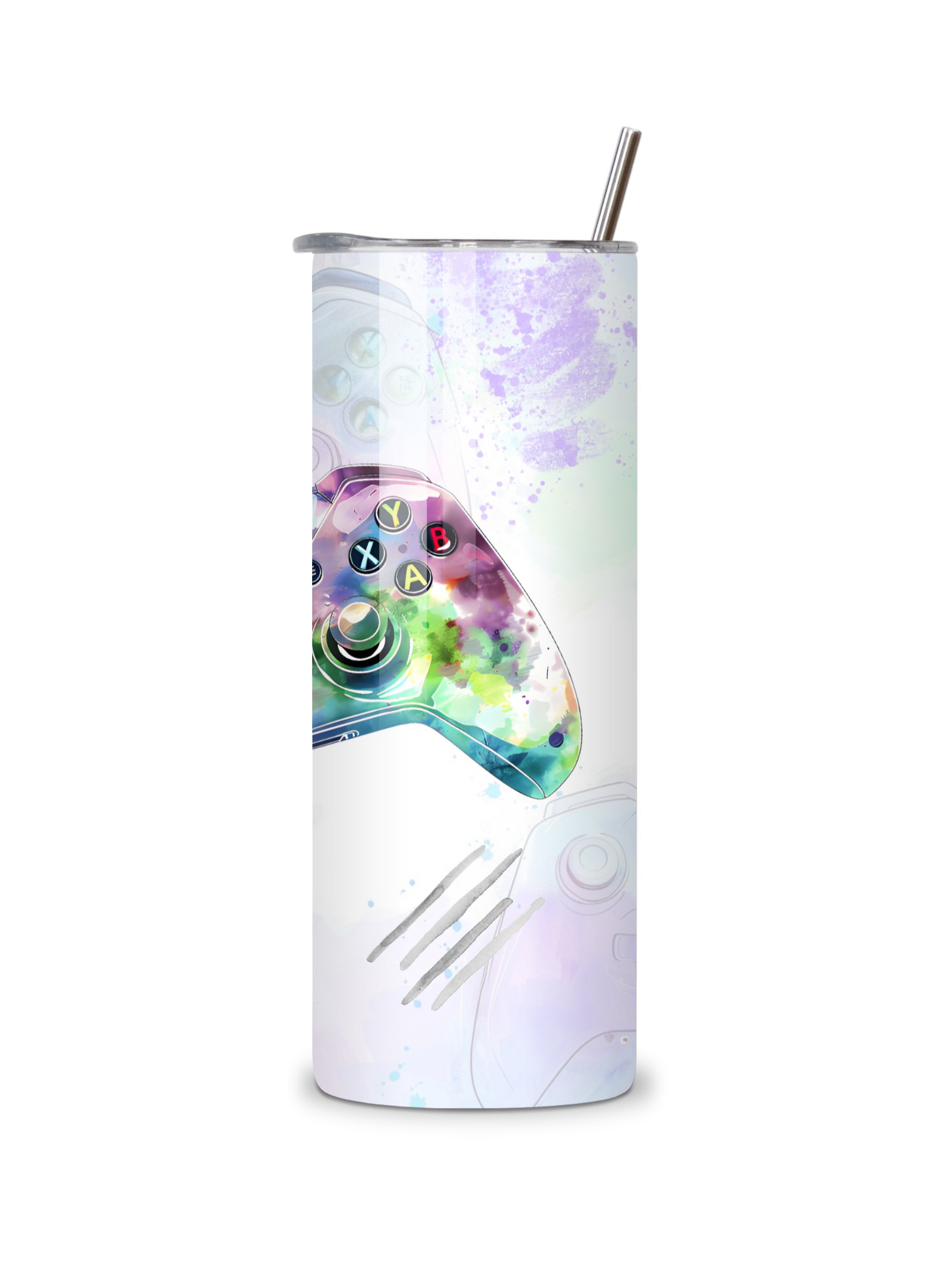 The Gamer 20oz Skinny Tumbler with Metal Straw – Fun Gaming Controller Design – Double-Walled Insulated Stainless Steel Tumbler for Hot & Cold Drinks, Gift for Gamers product image (5)