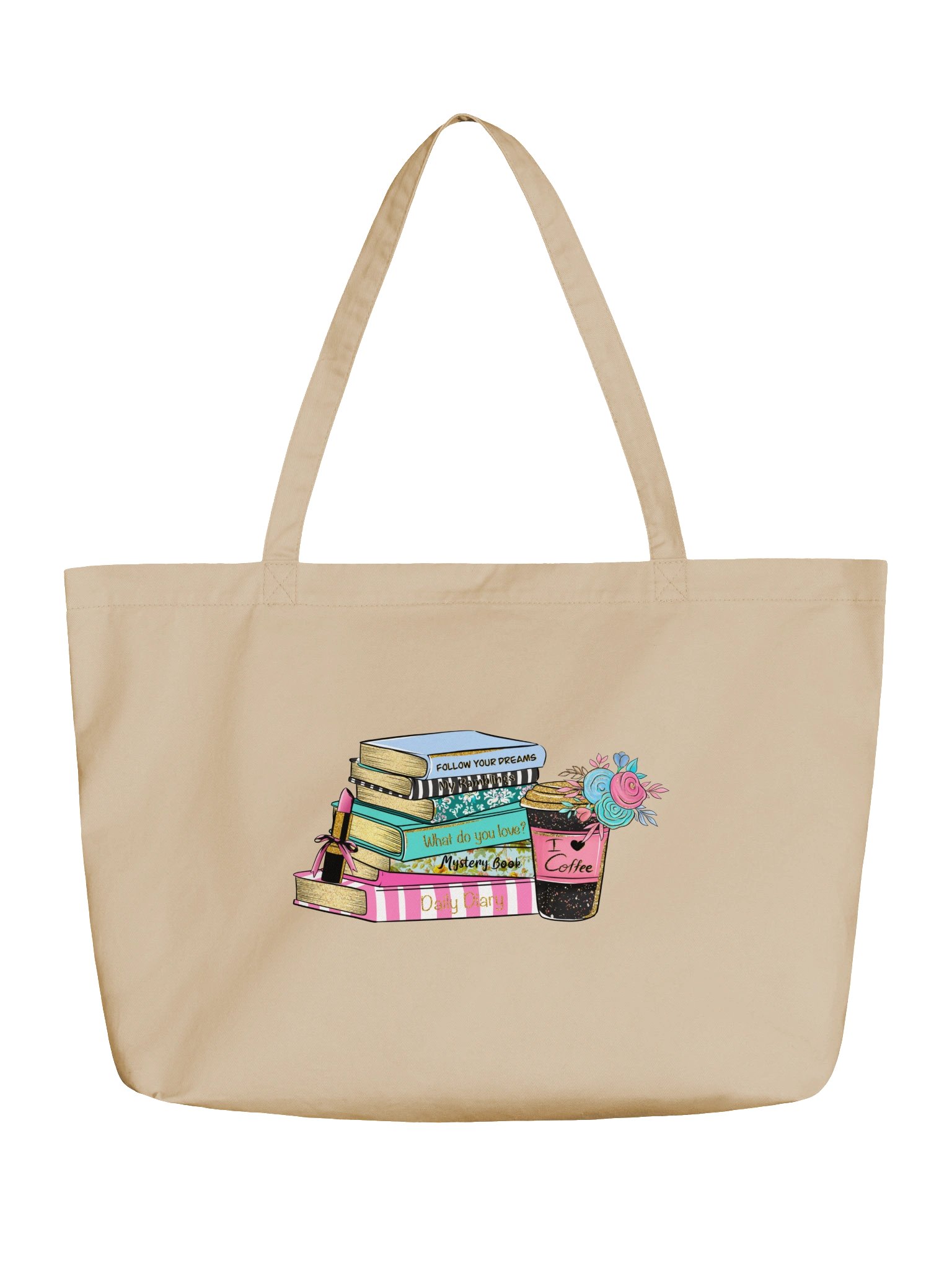 Books & Coffee Organic Cotton Tote Bag | Book Lover Gift product image (1)