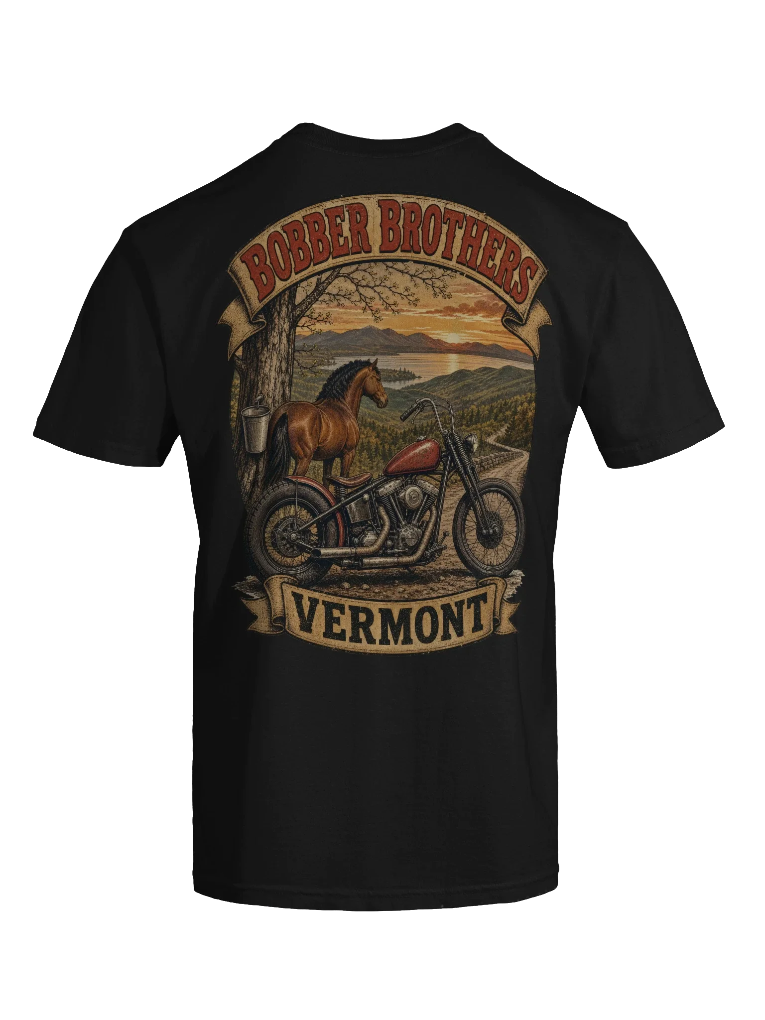Vermont motorcycle t-shirt design by Bobber Brothers