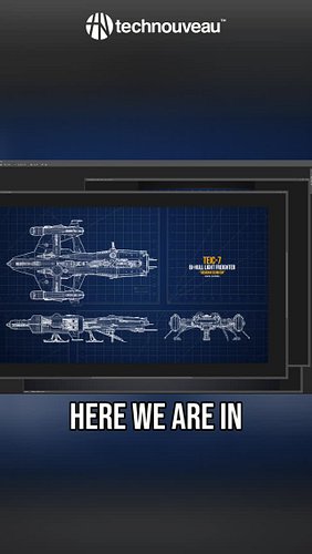 Photoshop cursor tricks for blueprints. Iterating for readability. The 'Obsidian Scarab' ship philosophy. #PhotoshopTips #Blu...