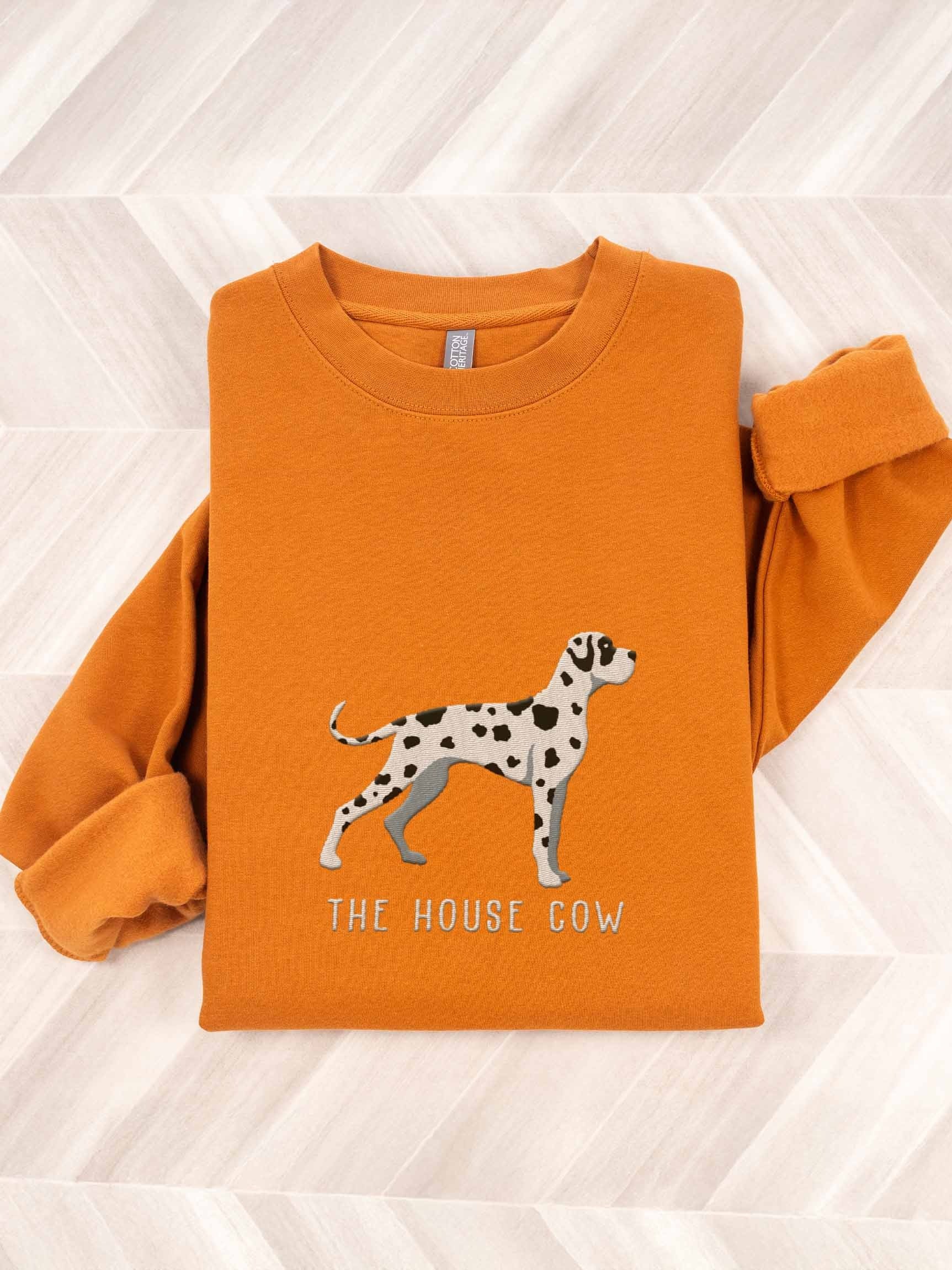 The House Cow Sweatshirt (Embroidered) of a Great Dane(Harlequin) product image (1)