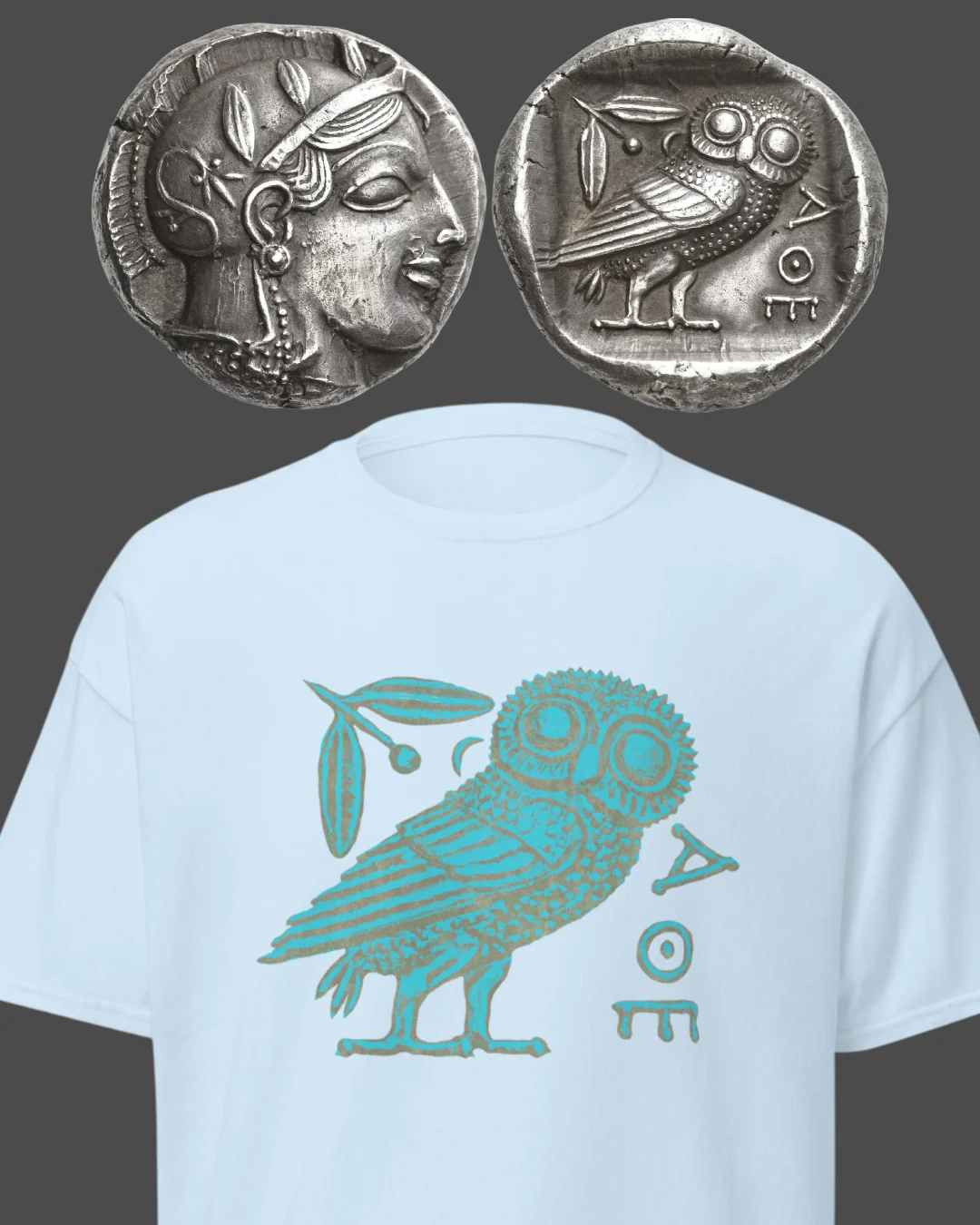 Athenian Owl Ancient Greek Coin Art 5th Century BC, T-Shirt product image (2)