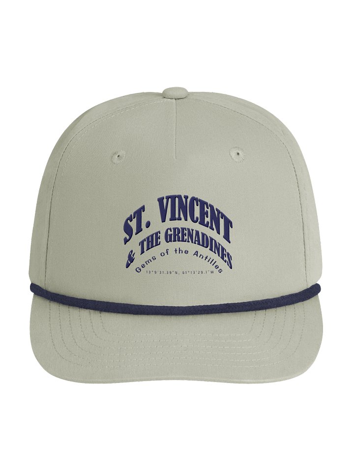 Caribbean Apples - St. Vincent and the Grenadines | Embroidered | Golf Rope Cap | Tan & Navy product image (1)