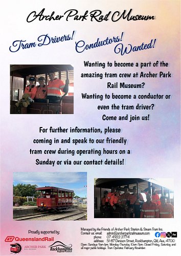 Wanting to become a part of the tram crew at Archer Park Rail Museum? We are after Conductors and Tram Drivers to come a part...