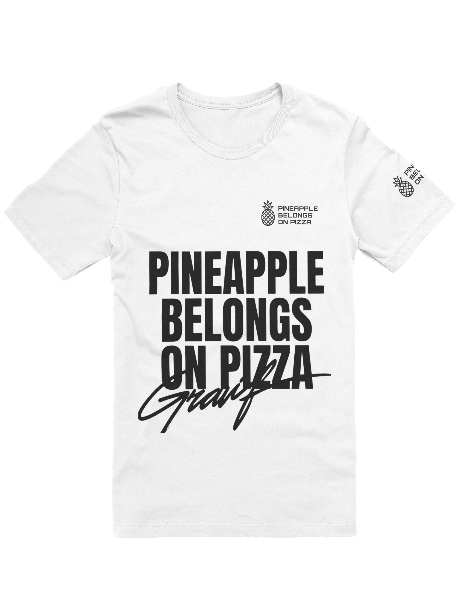 PINEAPPLE BELONGS ON PIZZA — Monochrome Statement Tee by ValerieSkyler product image (1)