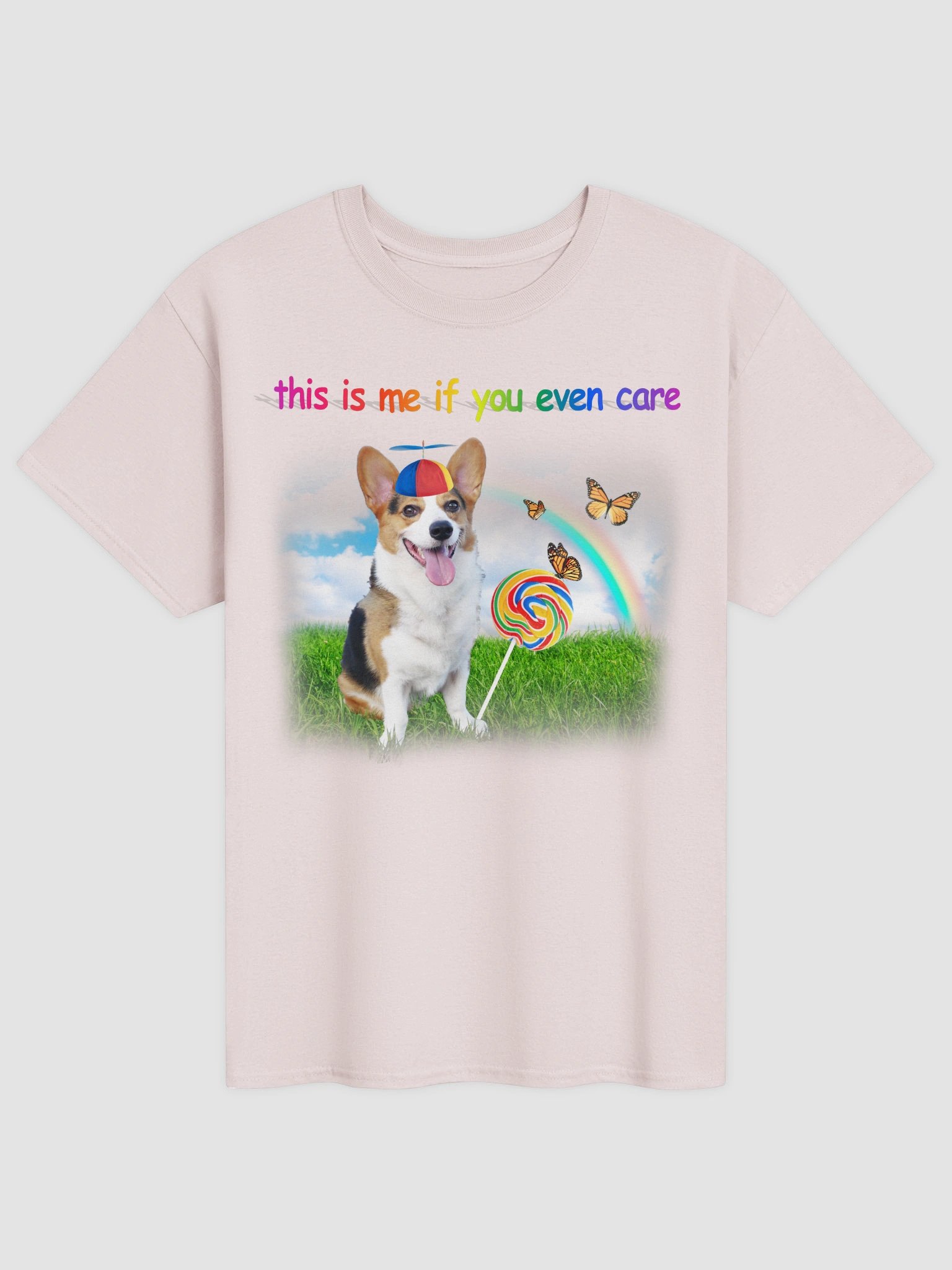 Whimsical Propeller Hat Dog T-shirt - this is me if you even care product image (17)