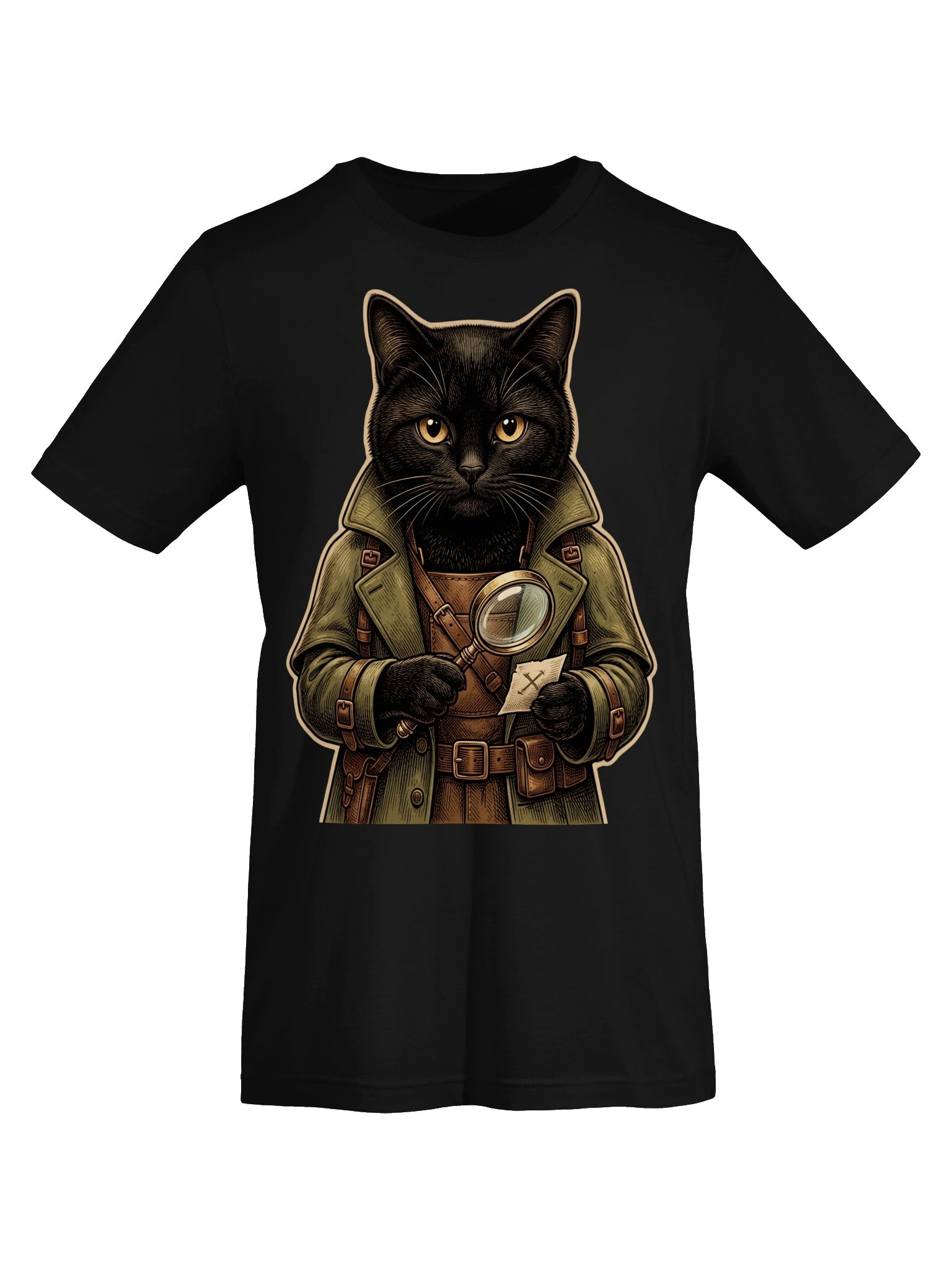 Detective Cat Vintage Graphic Tee - Noir Mystery Black Cat Shirt product image (17)