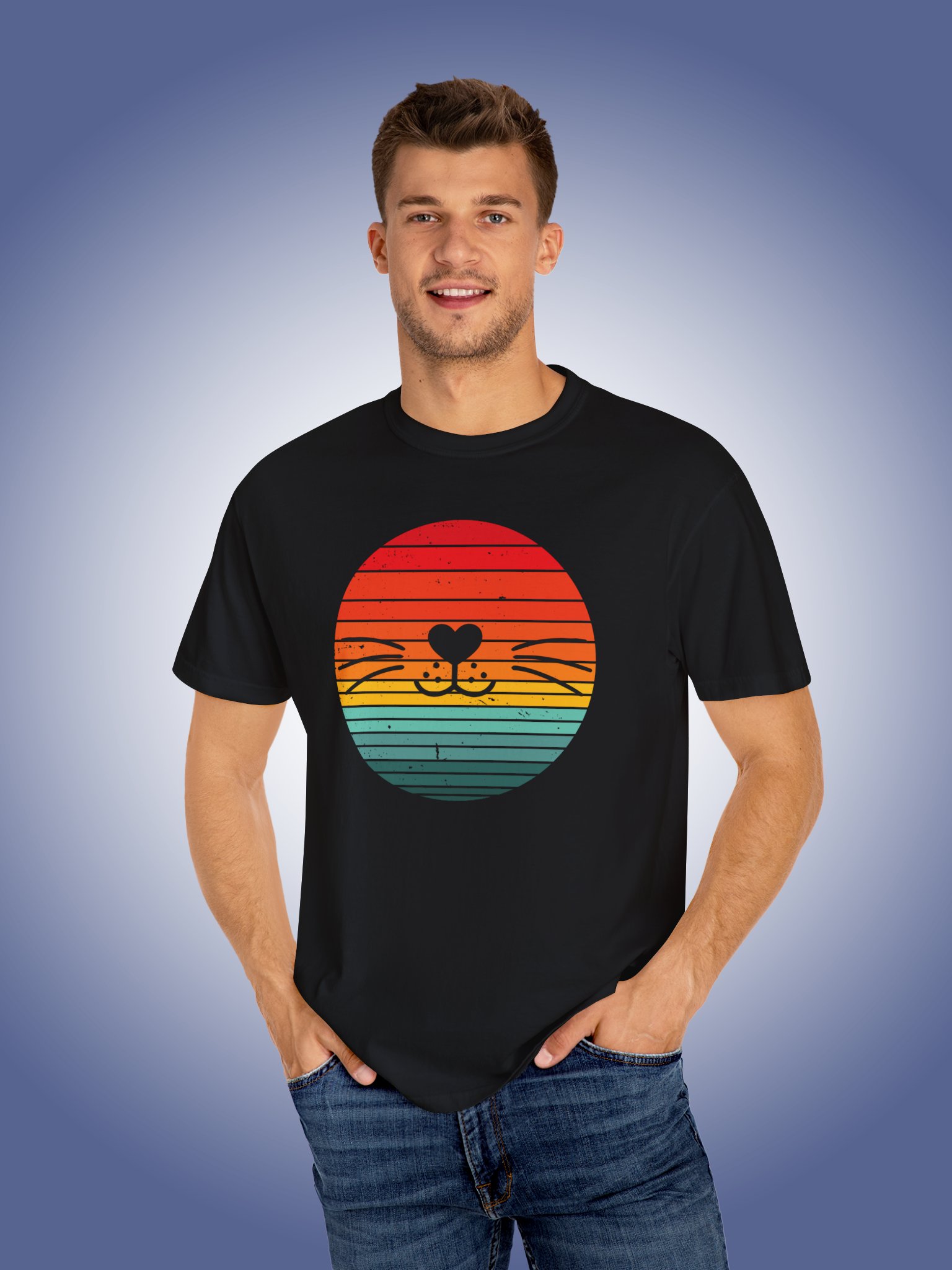 Retro Sunset Smiling Cat product image (1)