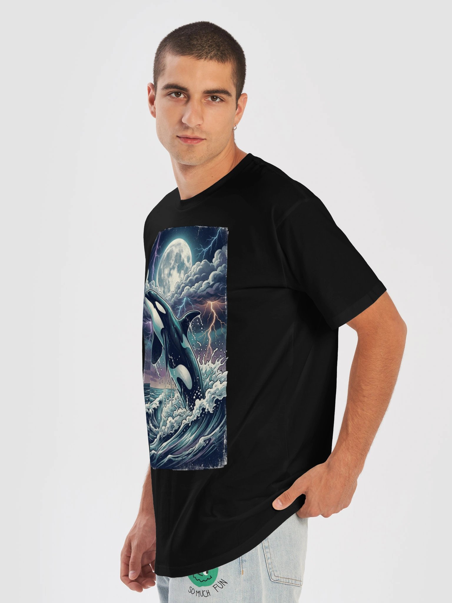 Vintage Orca Whale T-Shirt – Retro 90s Ocean Graphic, Killer Whale & Moon Lightning Design product image (31)