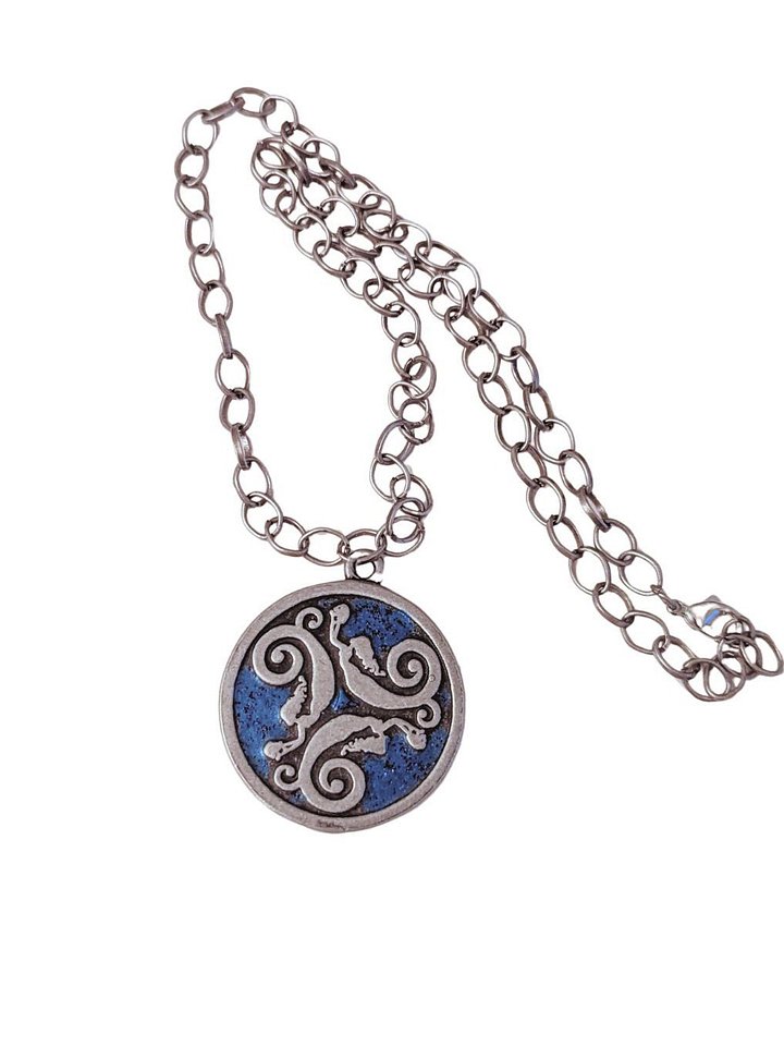 NAIADES Necklace - Enameled Triptic Mermaids on Beaded Chain product image (1)