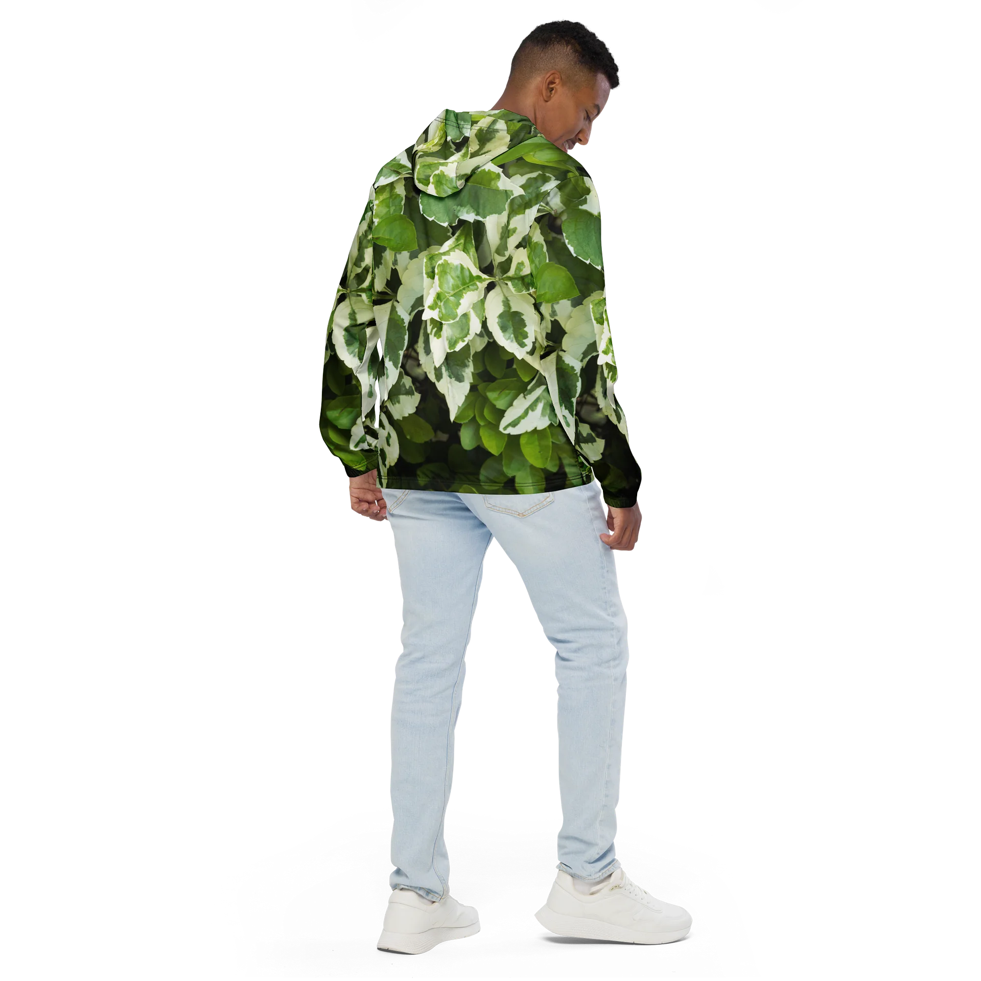 Moss & Parch All-Over Print Earthy Forest Green Water-Resistant Windbreaker product image (4)