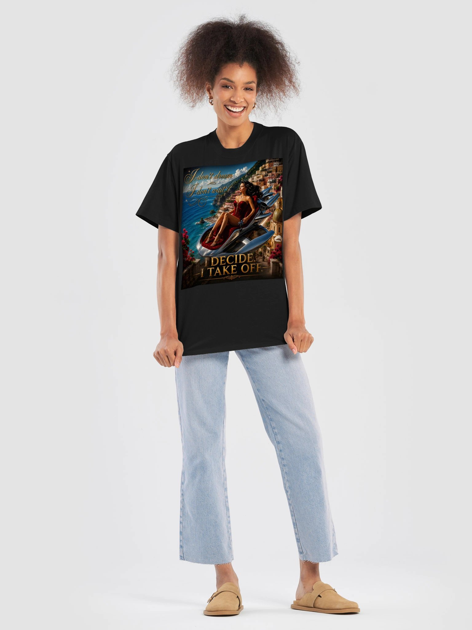 I DECIDE I TAKE OFF Premium Unisex Oversized T-Shirt | Luxury Amalfi Coast Travel Graphic Tee product image (9)