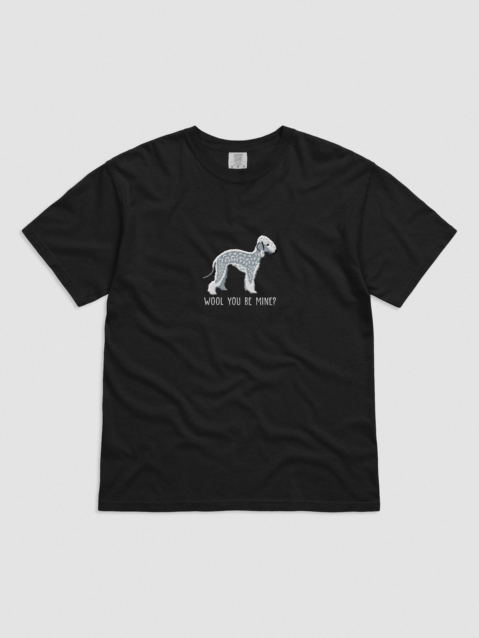 Wool You Be Mine? T-Shirt(Embroidered) of a Bedlington Terrier(Blue) product image (4)